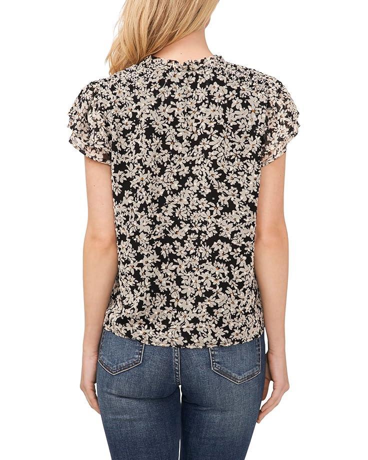 Bubble Sleeve Split Neck Blouse With Tie Product Image