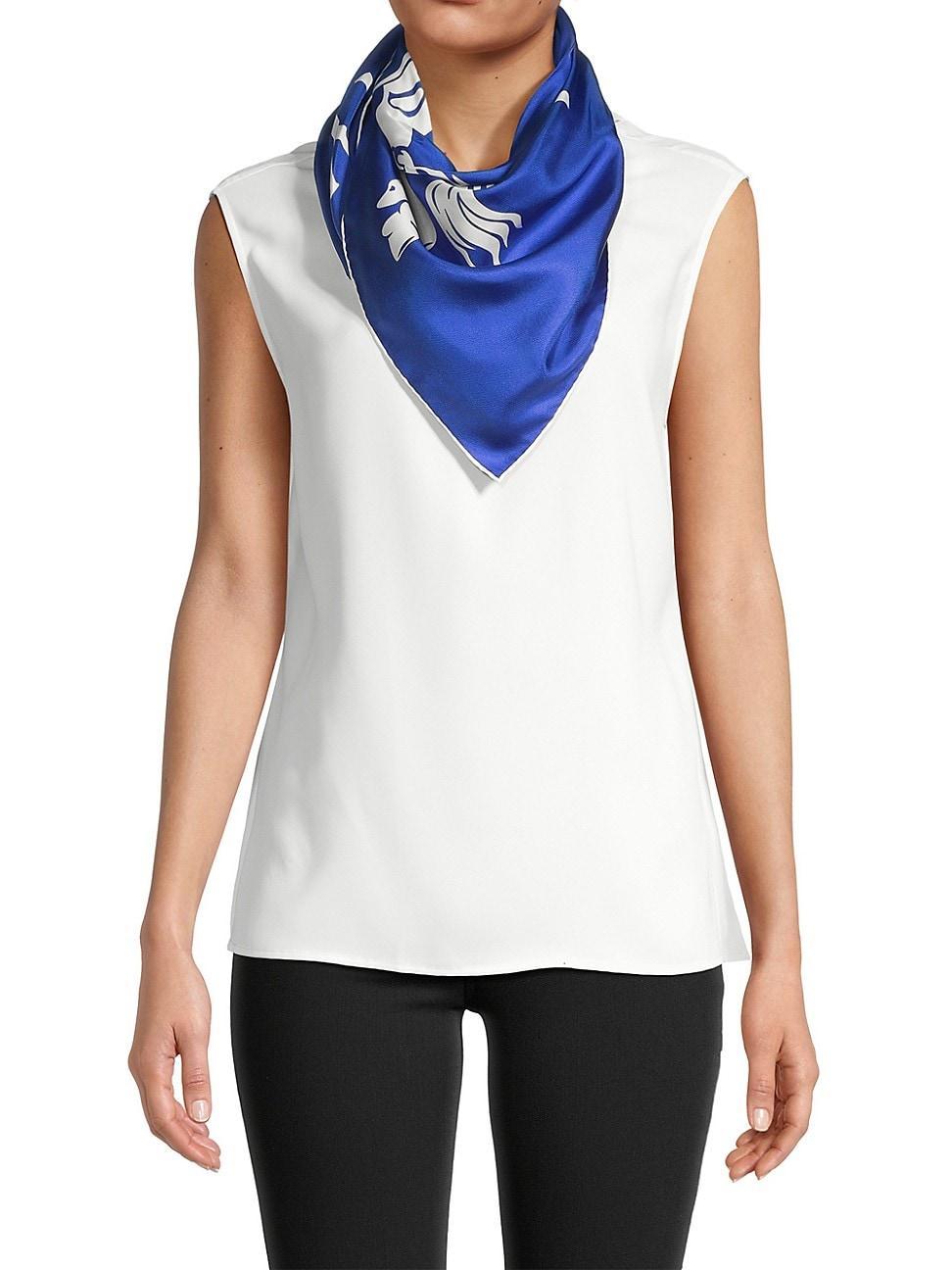 Womens Equestrian Knit Silk Twill Square Scarf Product Image