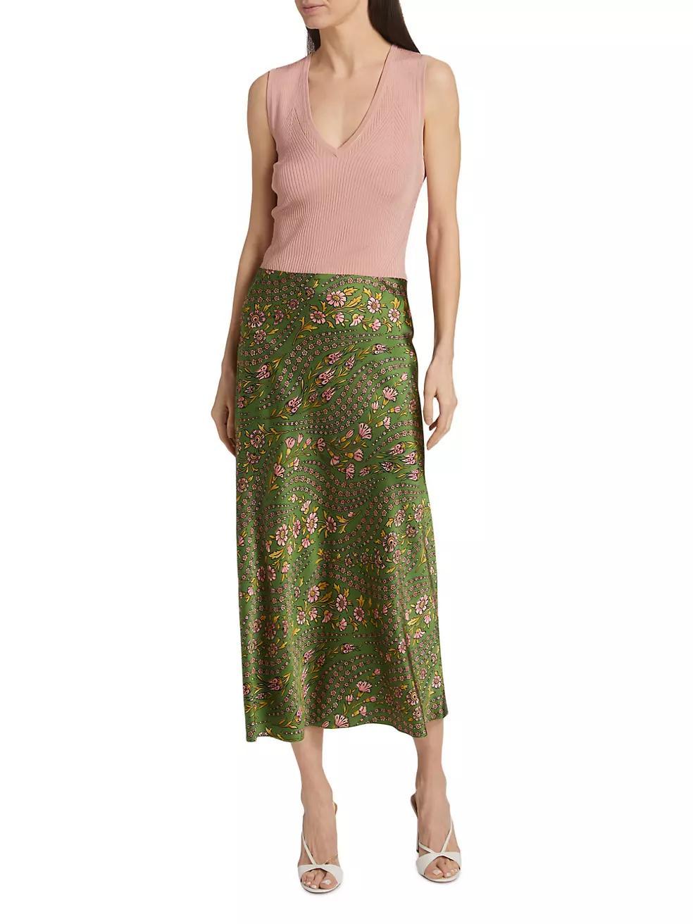 Clover Printed Silk-Blend Skirt Product Image