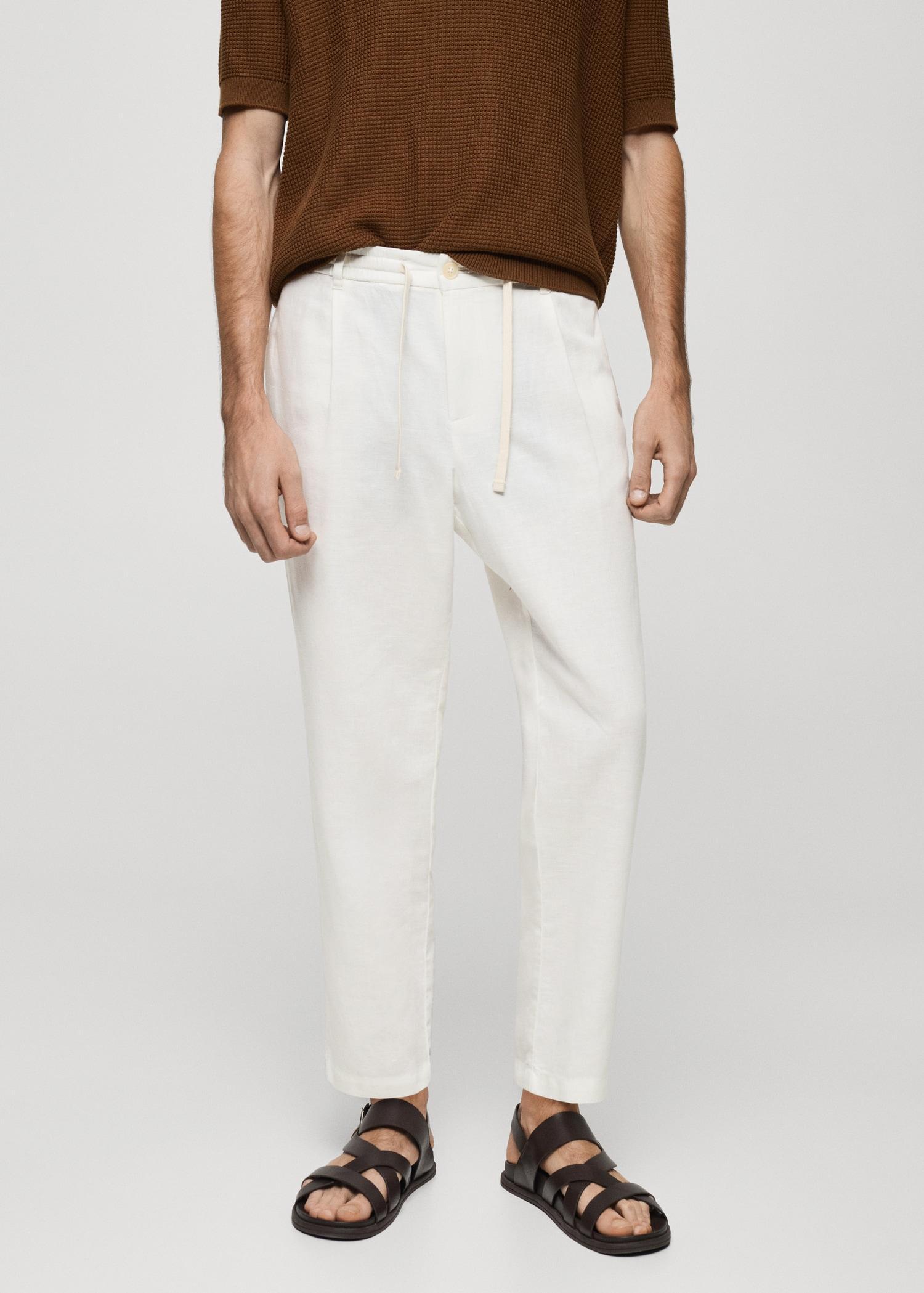 Slim-fit pants with drawstring - Men | MANGO USA Product Image
