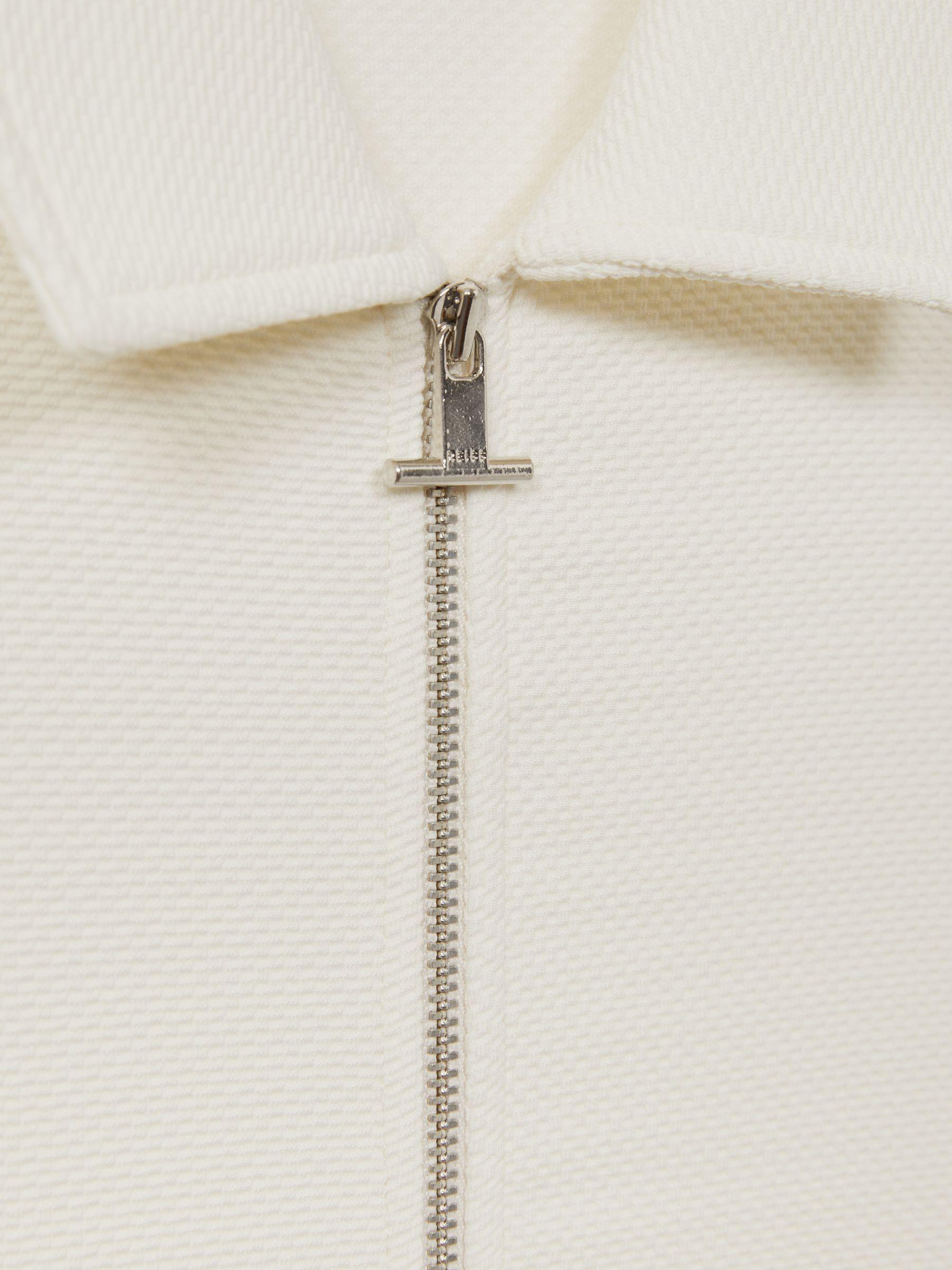 Textured Zip-Through Overshirt in Off White Product Image