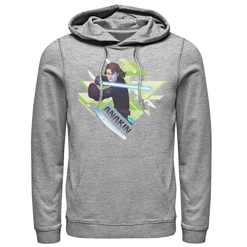 Mens Star Wars: The Clone Wars Anakin Portrait Hoodie Athletic Grey Product Image