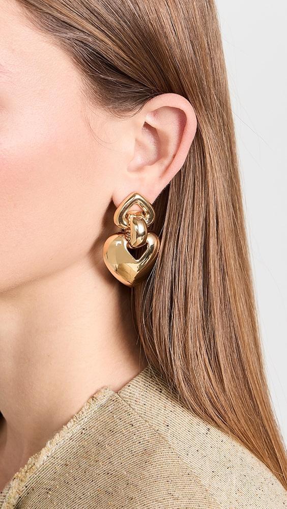 Kenneth Jay Lane Gold Heart Drop Earrings | Shopbop Product Image