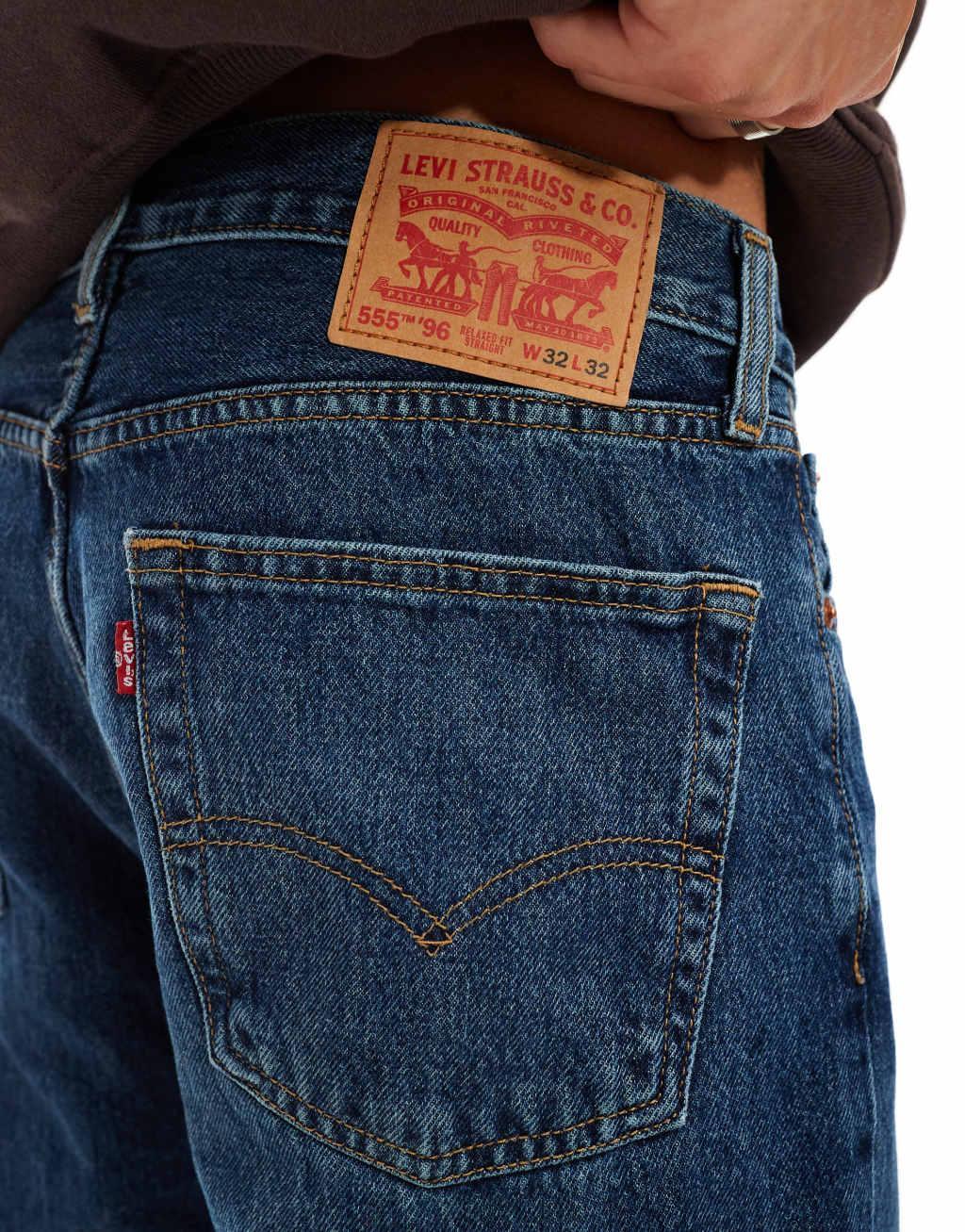 Levi's 555 '96 relaxed straight fit jeans in mid blue Product Image