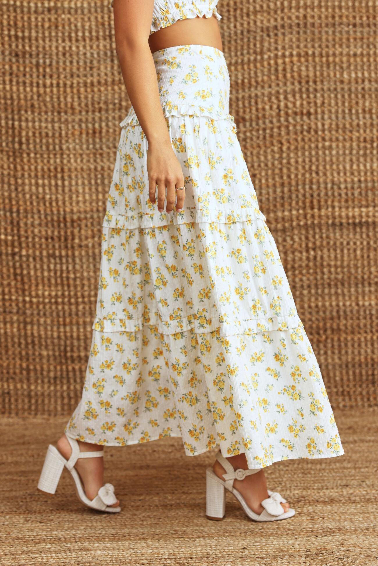 Abby Ruffle Tier Midi Skirt Product Image