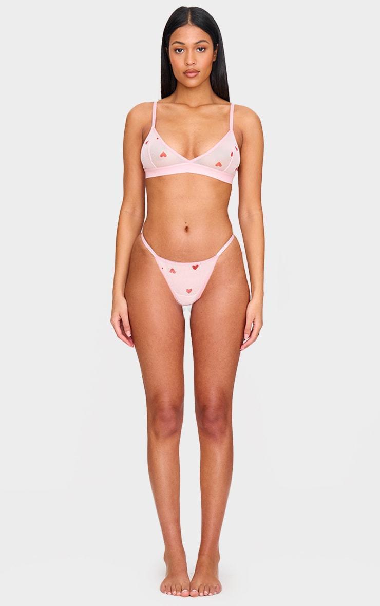 Pink Mesh Heart Triangle Bralette Product Image