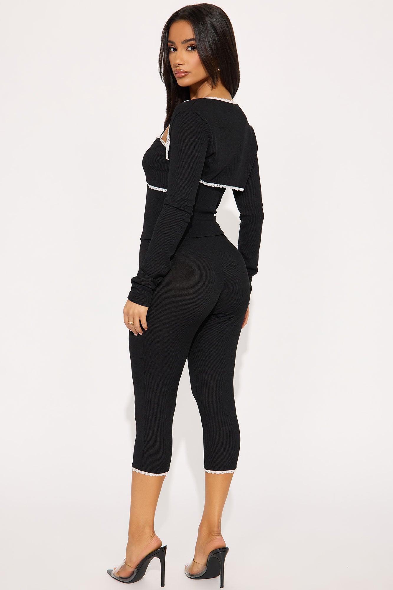 Cindy 3 Piece Capri Pant Set - Black Product Image