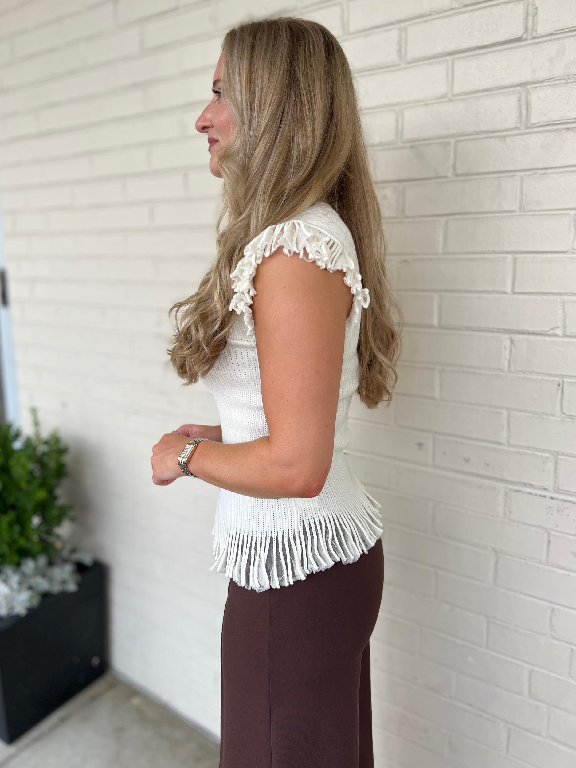 Lia Fringe Knit Top Product Image