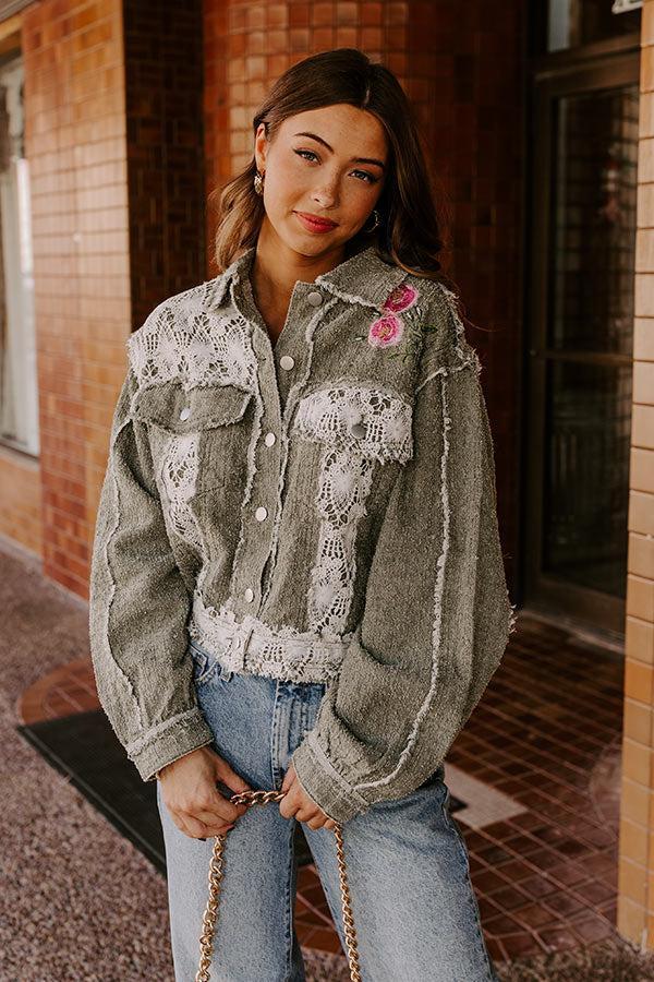 Boho Lifestyle Embroidered Jacket in Sage Product Image
