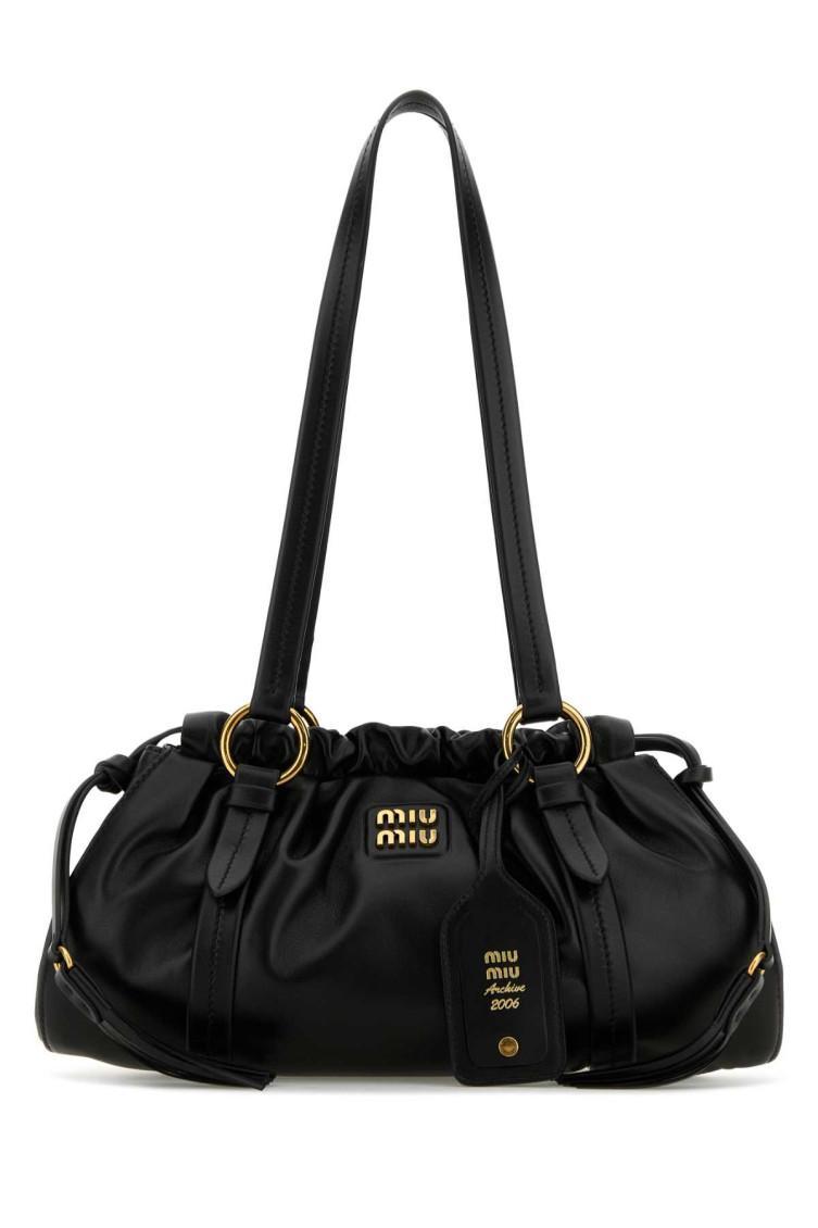 MIU MIU Brown Nappa Leather Joie Shopping Bag In Black Product Image