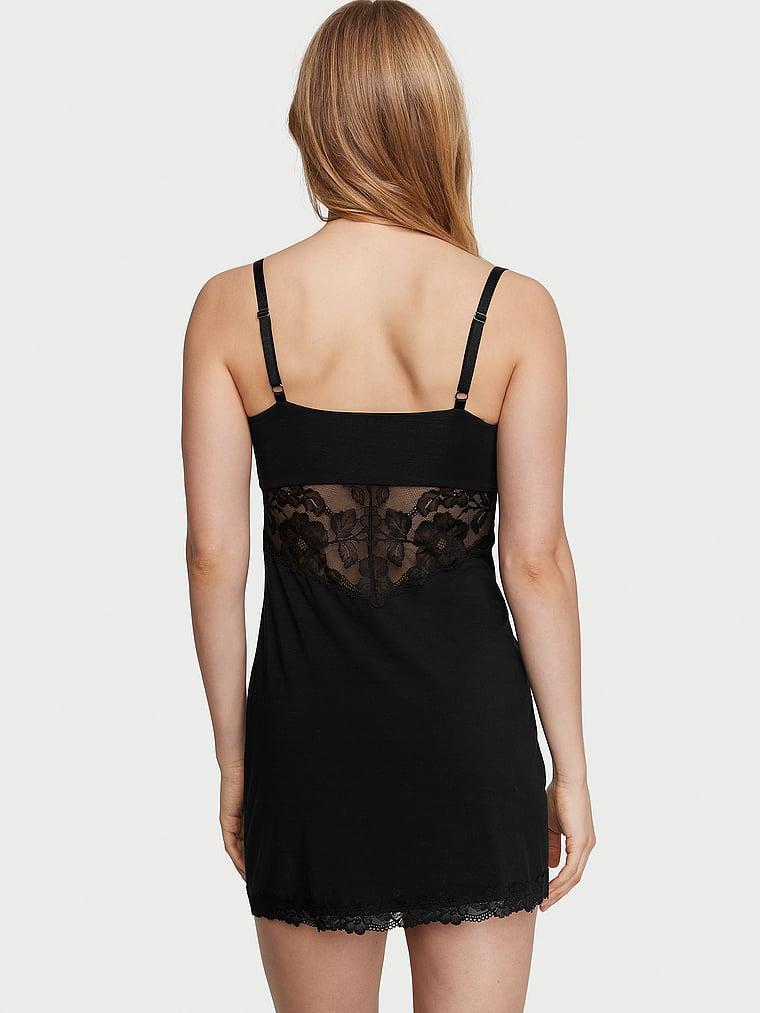 Modal Lace-Trim Sweetheart Slip Dress Product Image