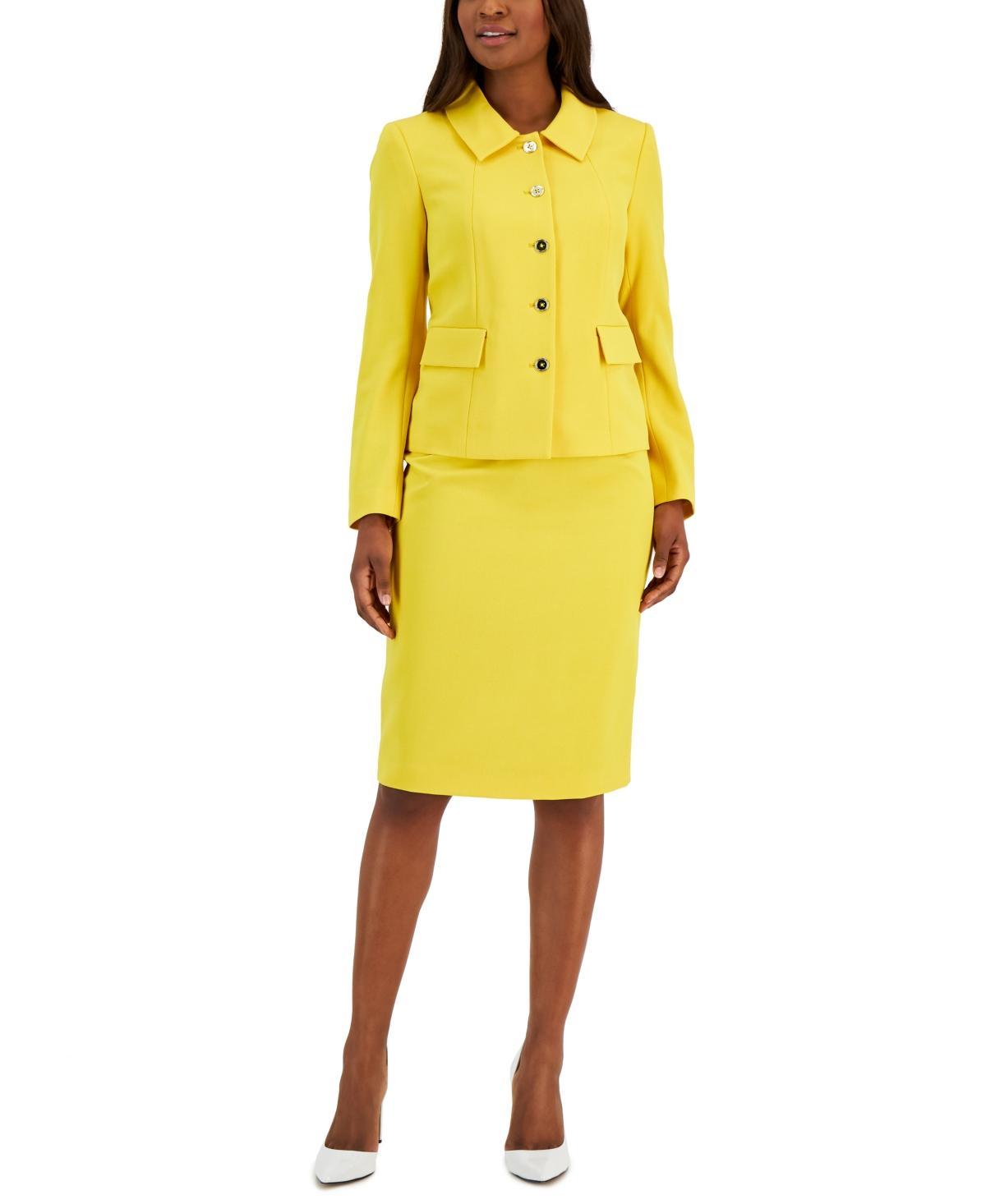 Le Suit Button-Up Slim Skirt Suit, Regular and Petite Sizes Product Image