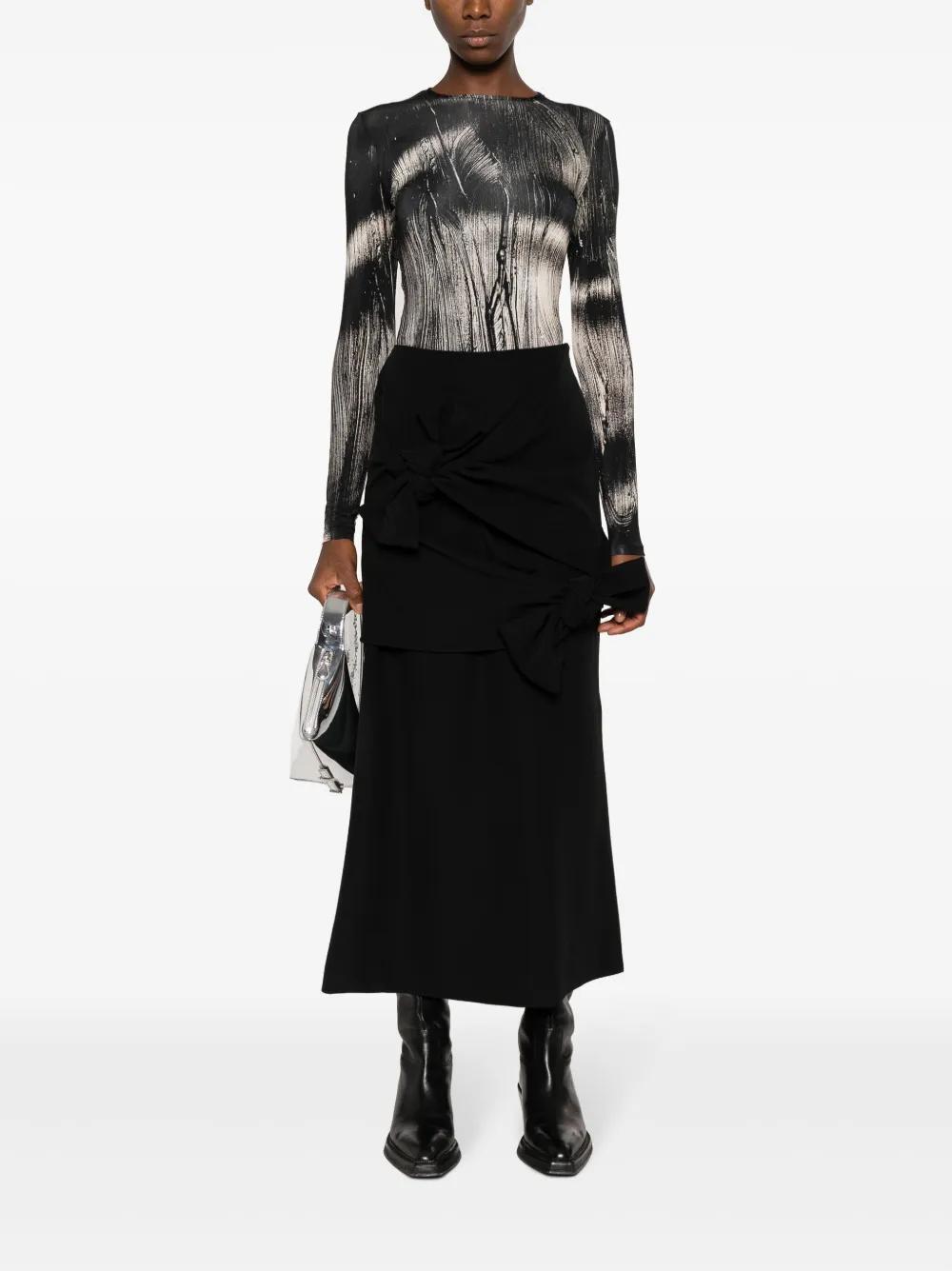 MSGM Knot-detail A-line Midi Skirt In Black Product Image