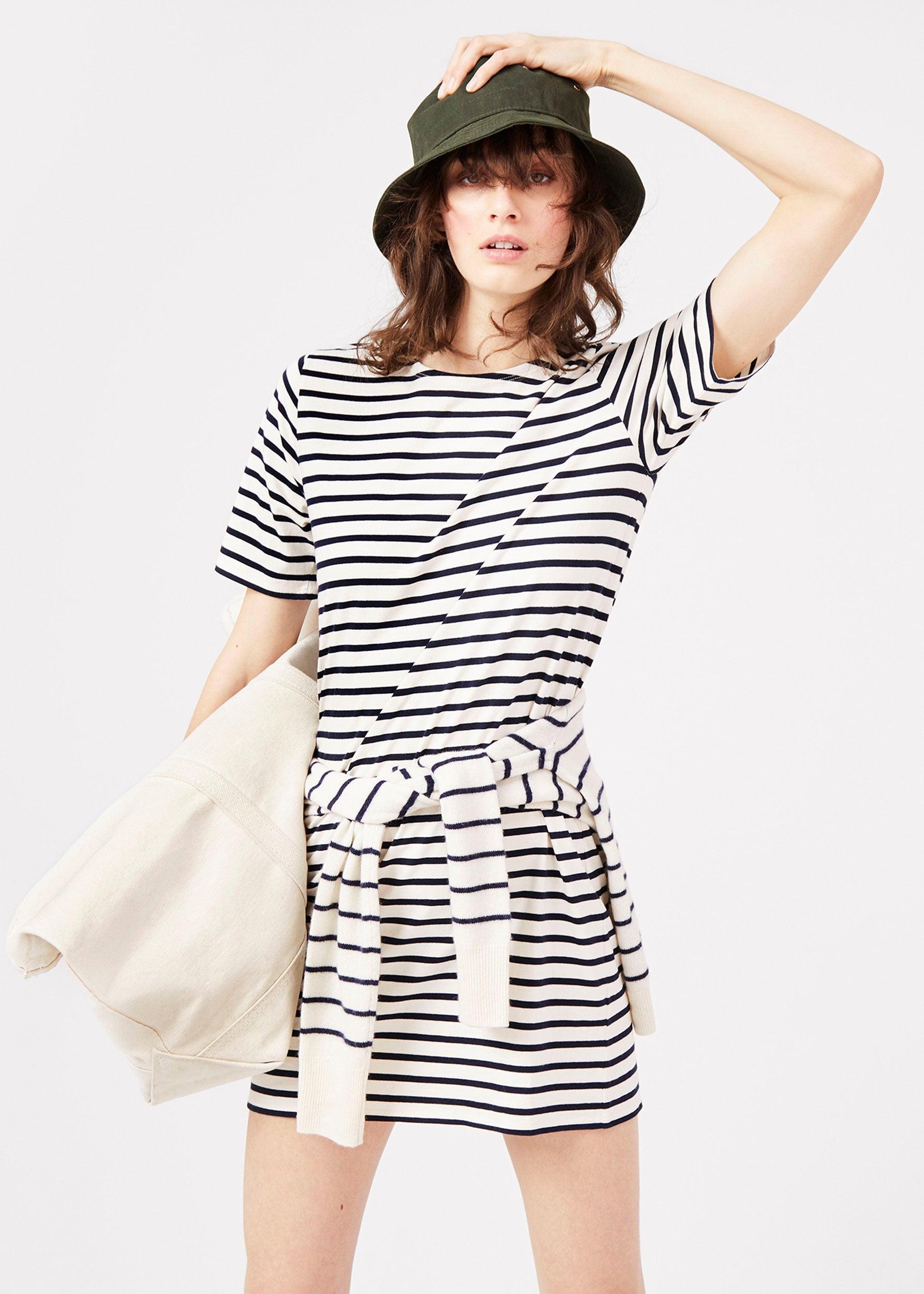 The Tee Dress - Cream/Navy Female Product Image