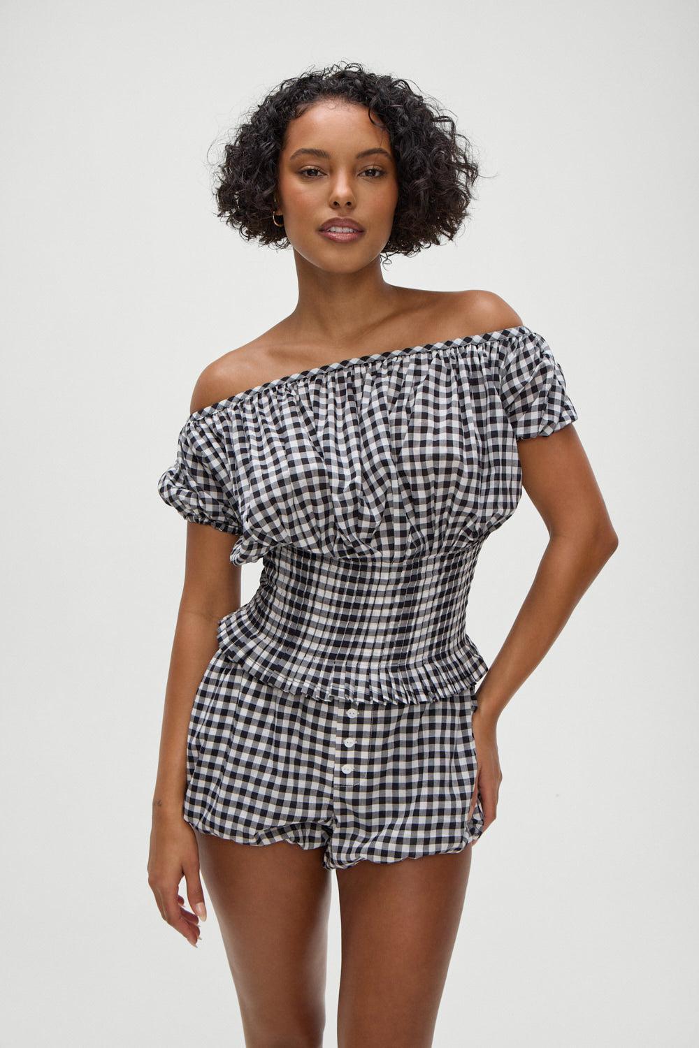 Cider Blouse - Black Gingham Product Image