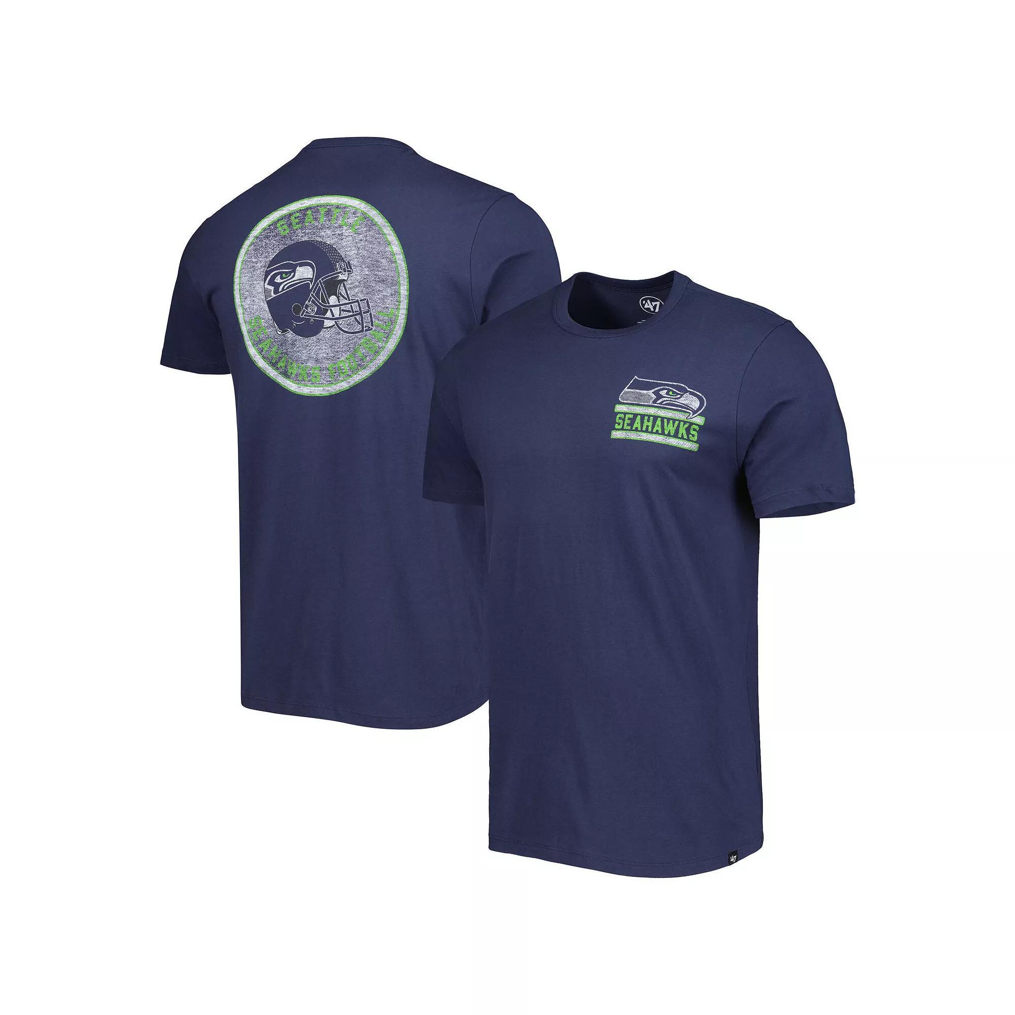 Men's '47 College Navy Seattle Seahawks Open Field Franklin T-Shirt,  Product Image