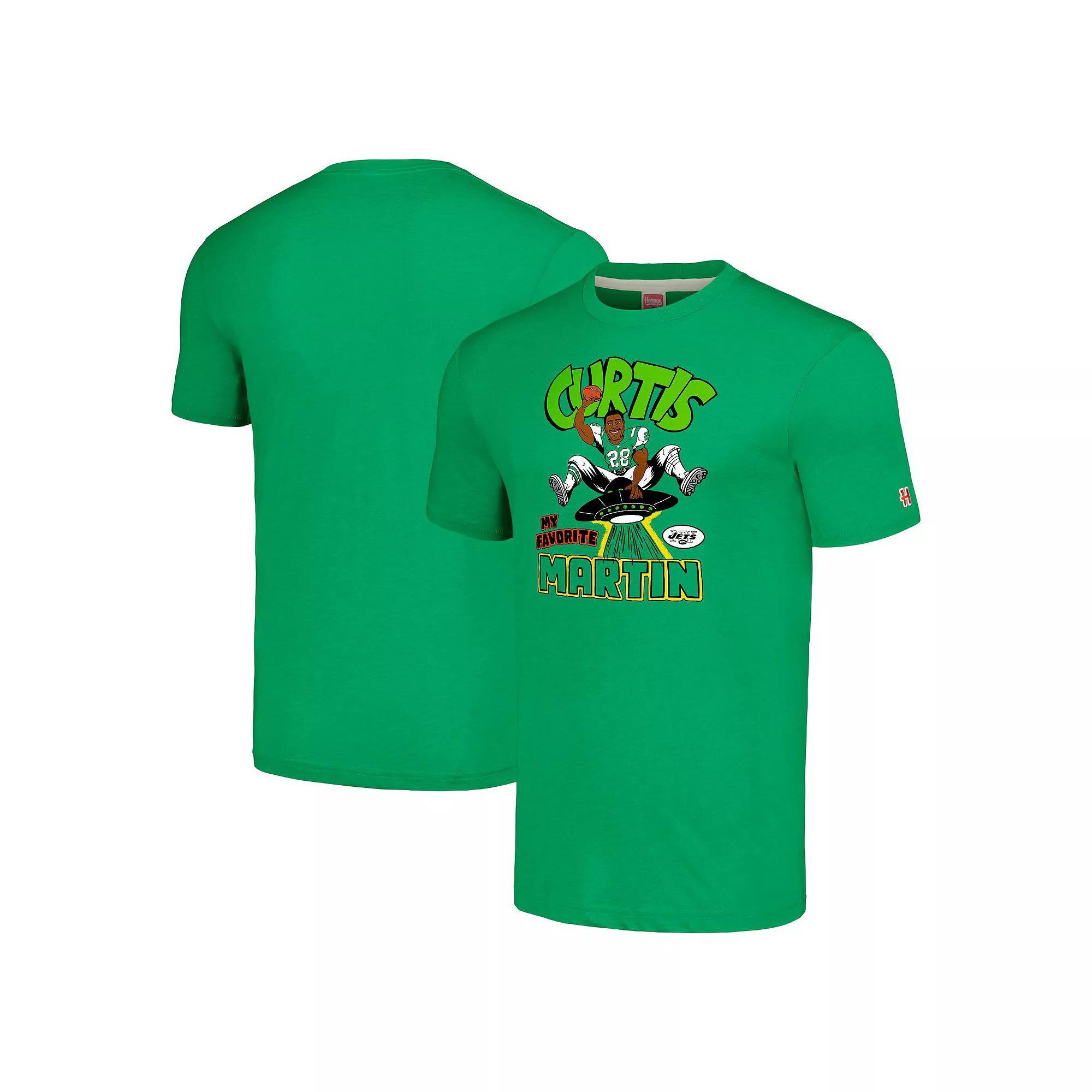 Men's Homage Curtis Martin Green New York Jets Retired Player Caricature Tri-Blend T-Shirt, Size: 2XL Product Image