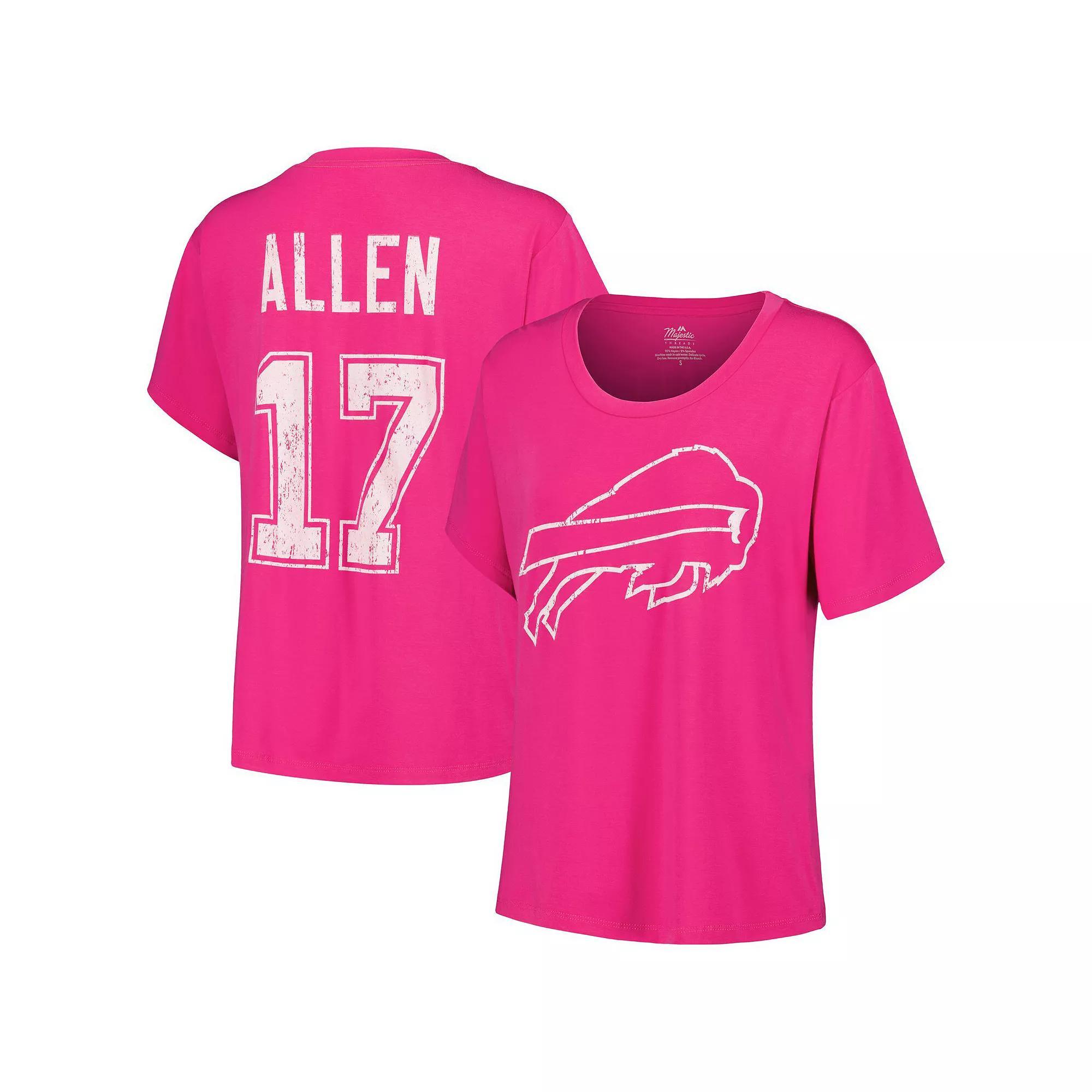Women's Majestic Threads Josh Allen Pink Buffalo Bills Name & Number T-Shirt, Size: 2XL Product Image