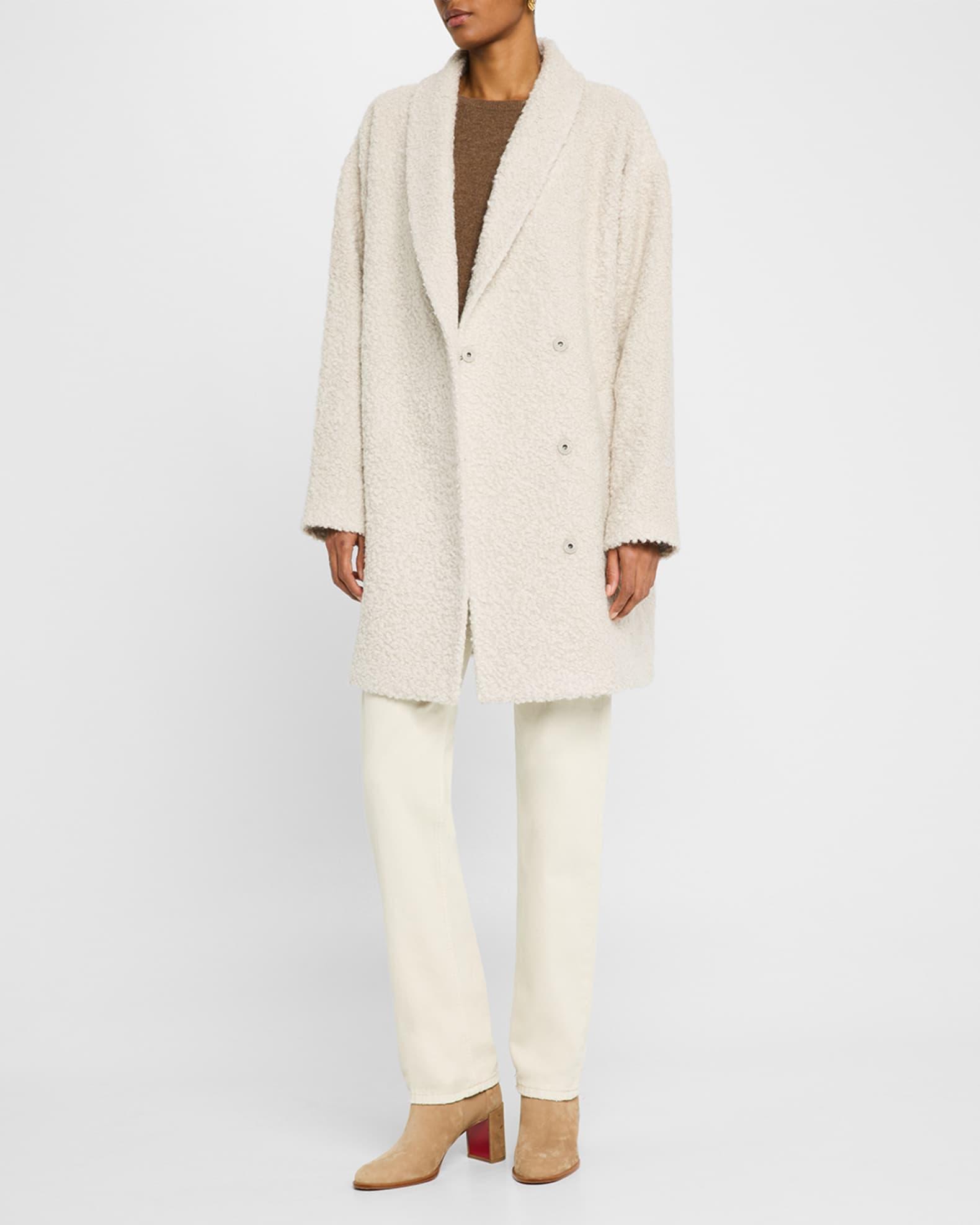 Shawl-Collar Curly Alpaca Coat Product Image