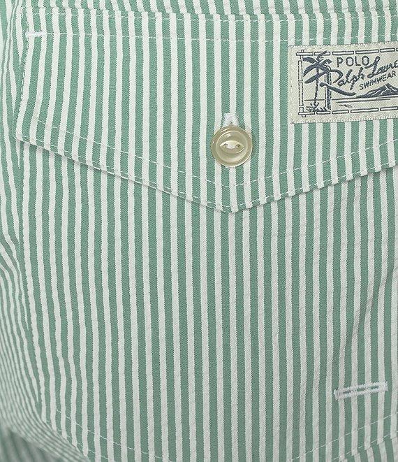 Polo Ralph Lauren Traveler Classic Bengal Stripe Printed Seersucker 5.75 Inseam Swim Trunks Product Image