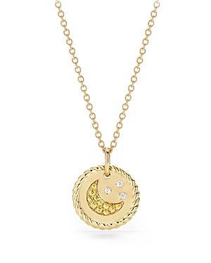 David Yurman Cable Collectibles Moon & Stars Necklace with Diamonds & Yellow Sapphire in 18K Gold Product Image