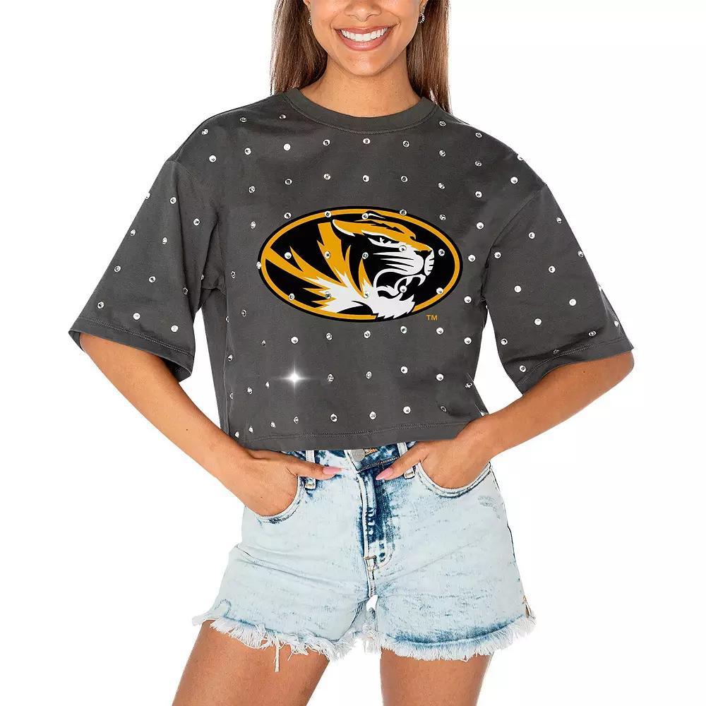 Women's Gameday Couture Gray Missouri Tigers Go Time Rhinestone Crop T-Shirt,  Product Image