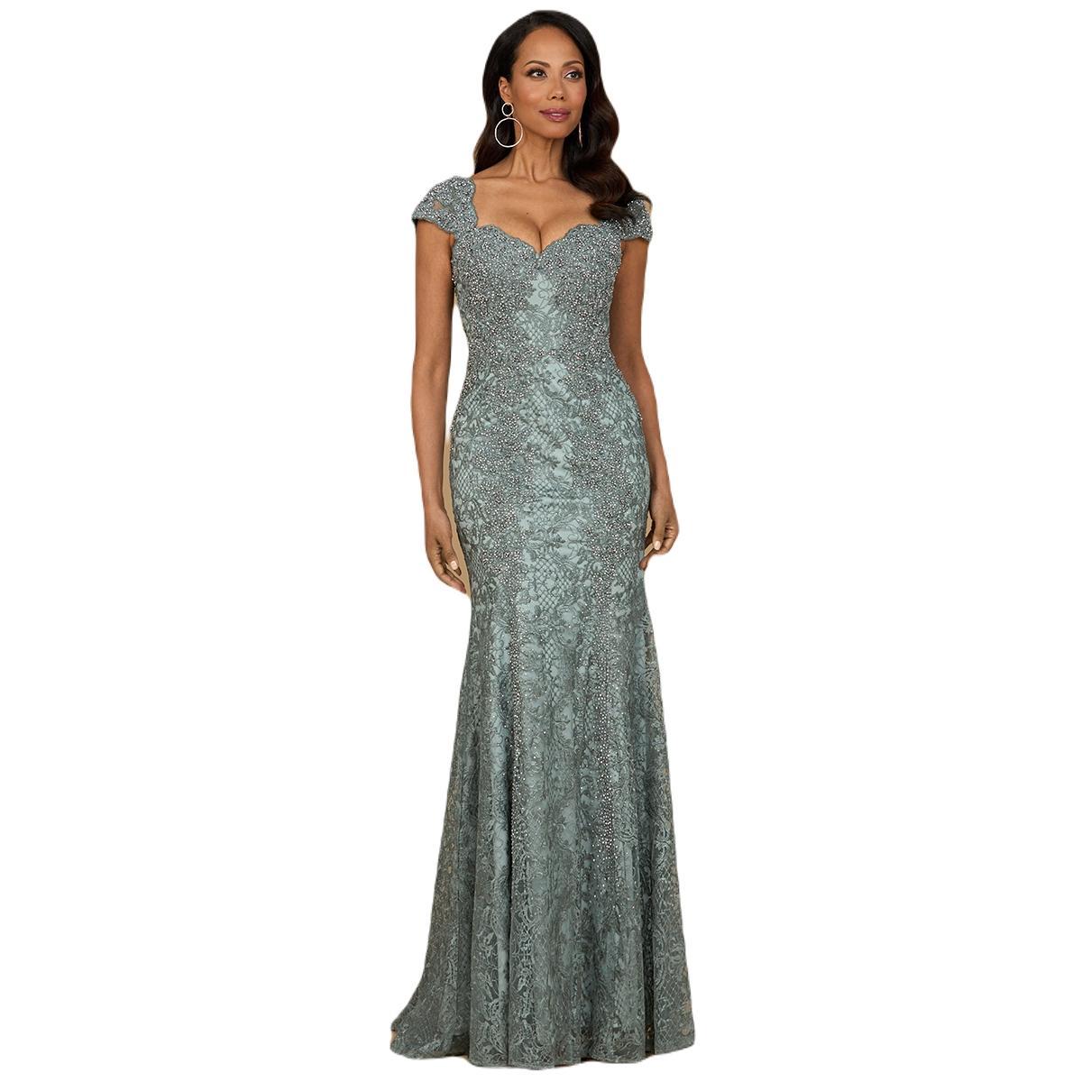 Lara Womens Fitted Lace Mermaid Gown Product Image