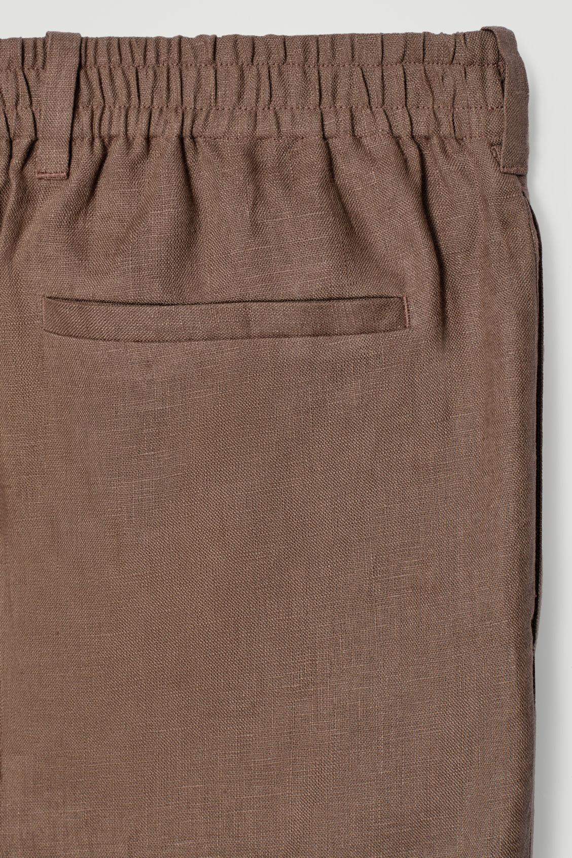 ELASTICATED LINEN STRAIGHT-LEG PANTS Product Image