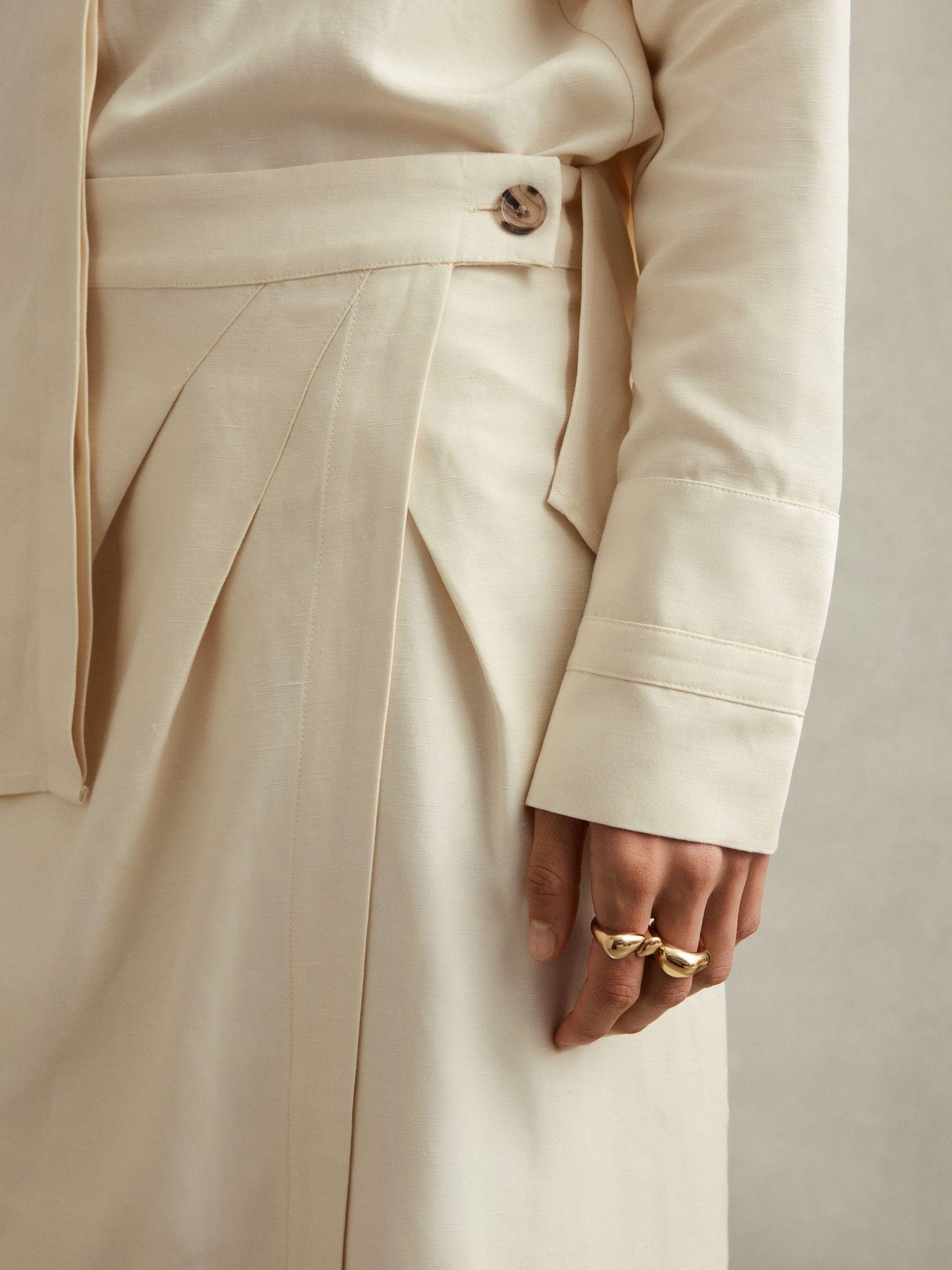 Caro Beige Wrap Front Midi Skirt with Linen Product Image