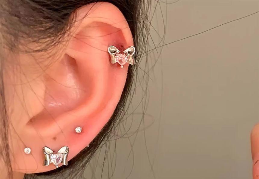 Bow Rhinestone Stud Earring Product Image