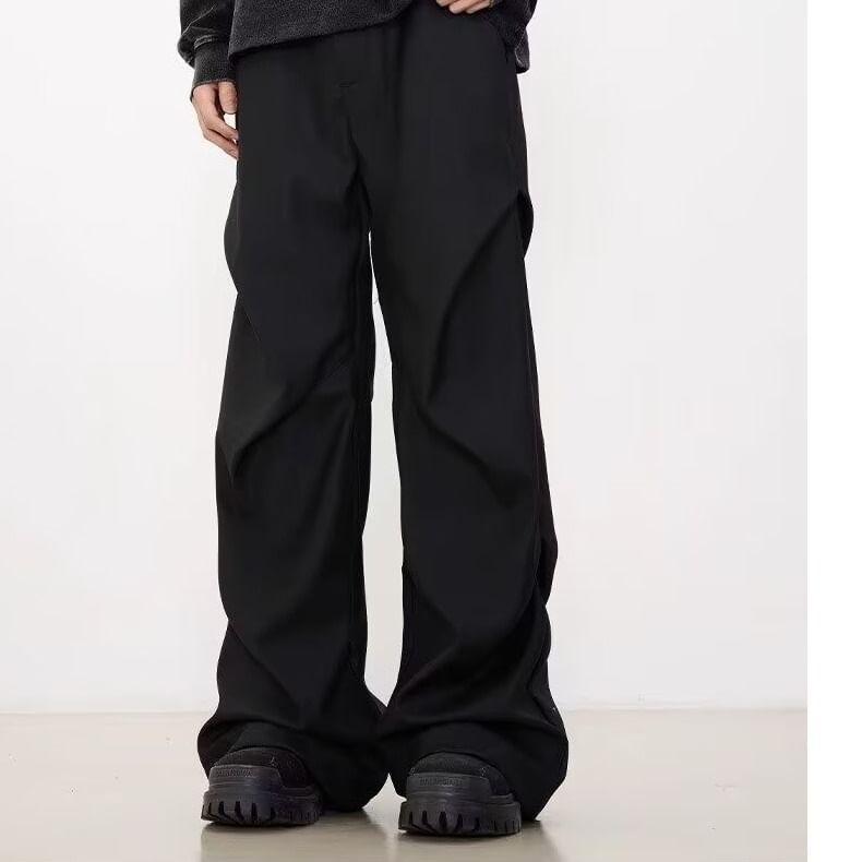 High Waist Plain Wide Leg Dress Pants Product Image