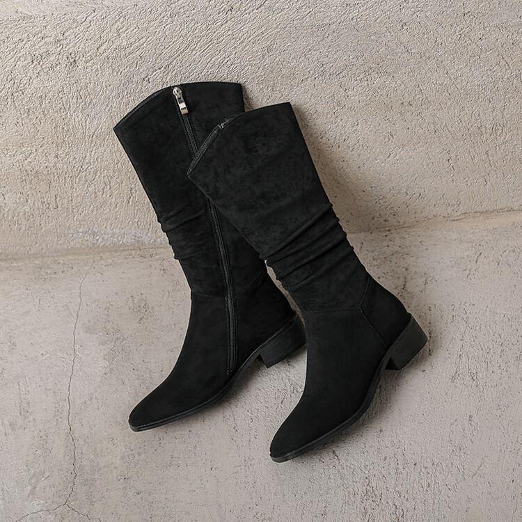 Faux Suede Mid Calf Boots Product Image