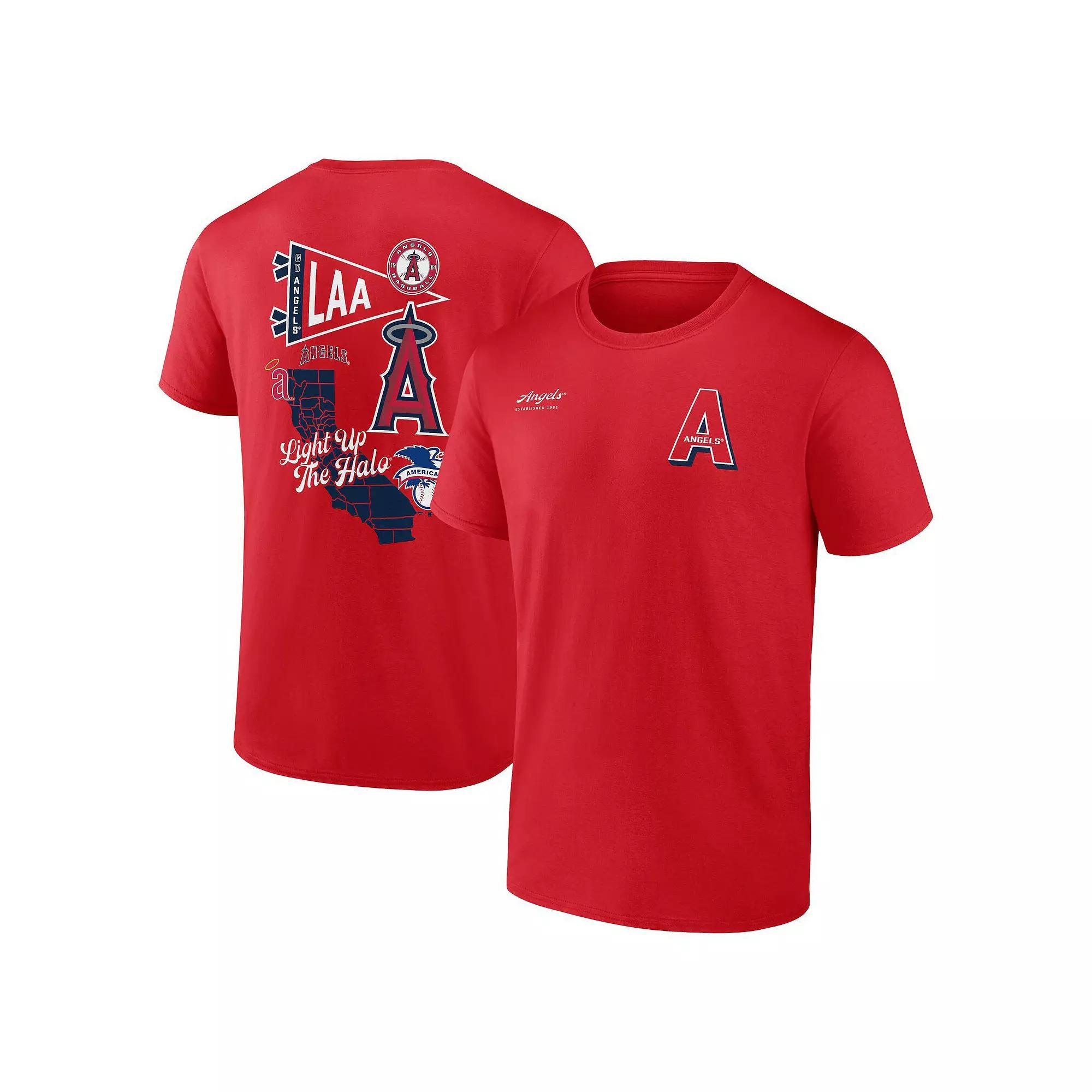 Men's Fanatics Branded Red Los Angeles Angels Split Zone T-Shirt,  Product Image