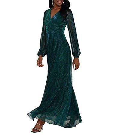 Betsy  Adam Metallic Long Sleeve V Product Image