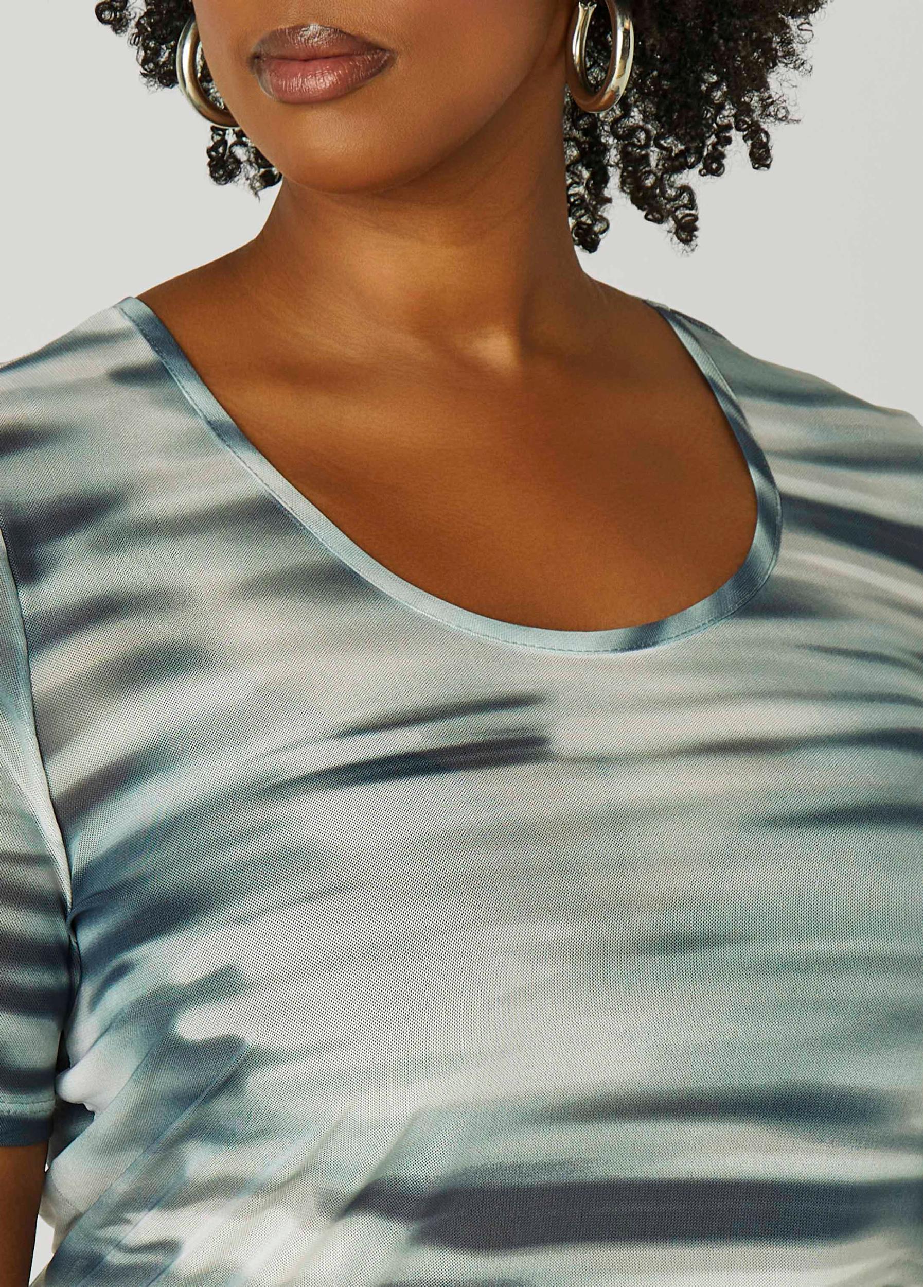 Plus Size Abstract Print Mesh Tee Ashley Stewart Product Image