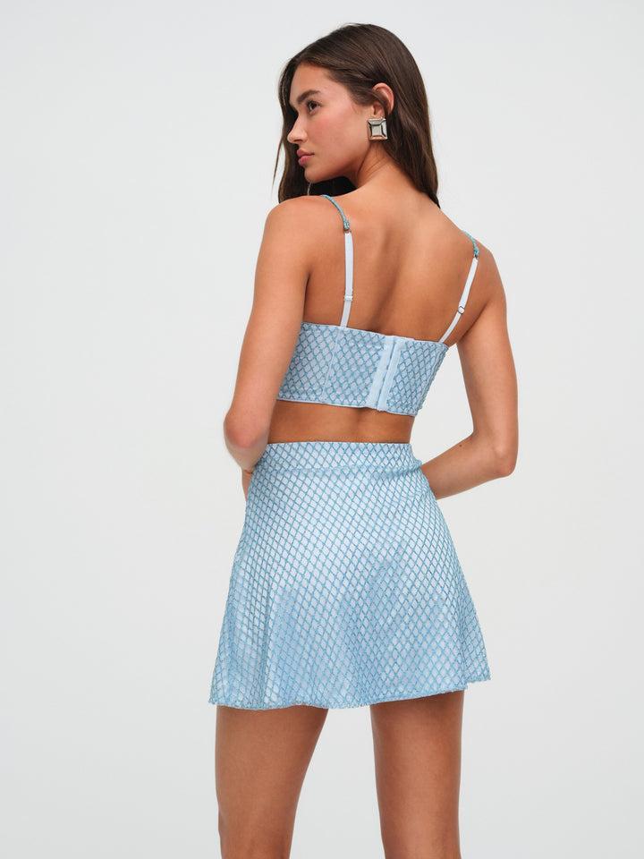 Glitter Grid Mini Skirt — Blue Product Image