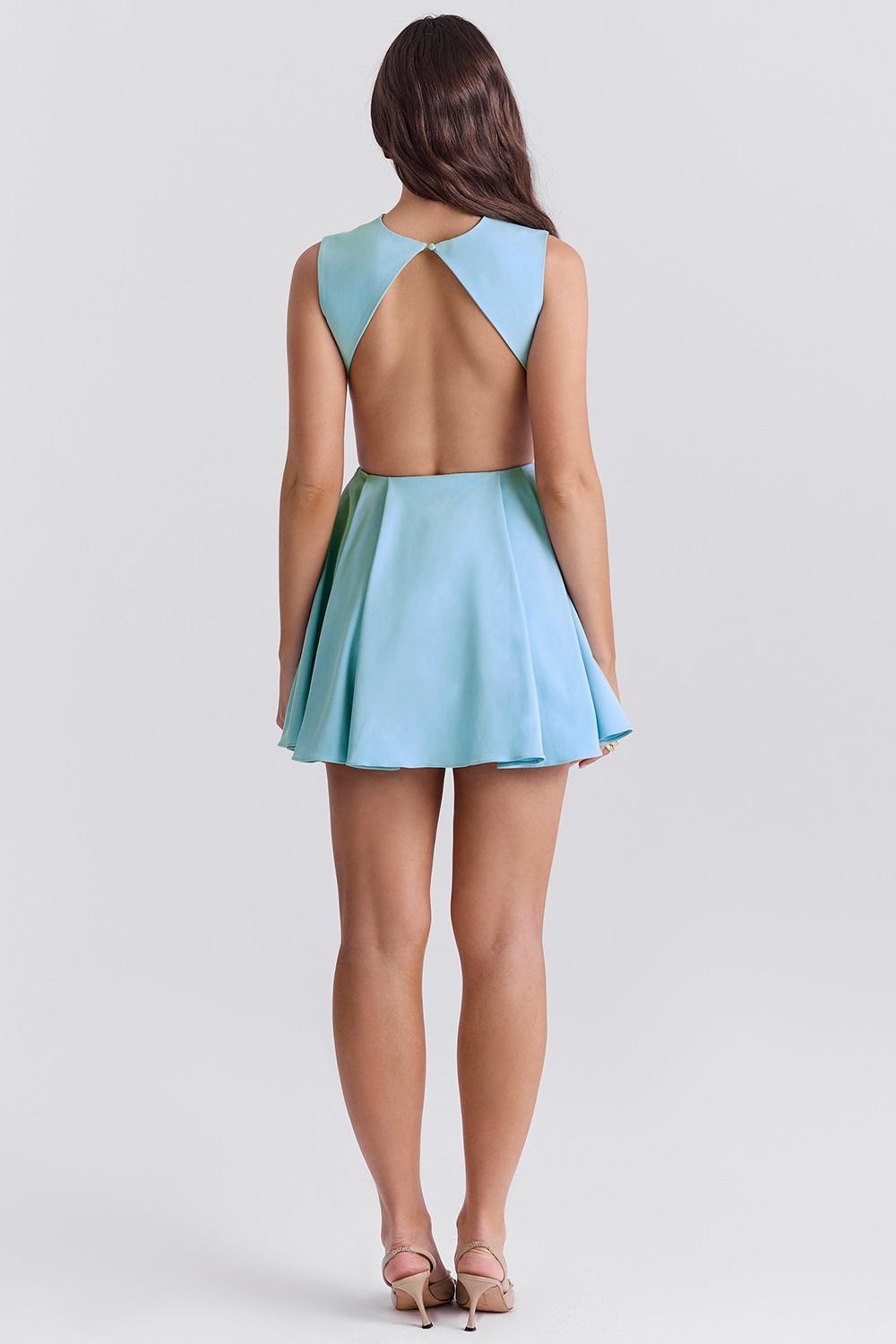 Ingrid  tuscan blue twill mini dress Product Image
