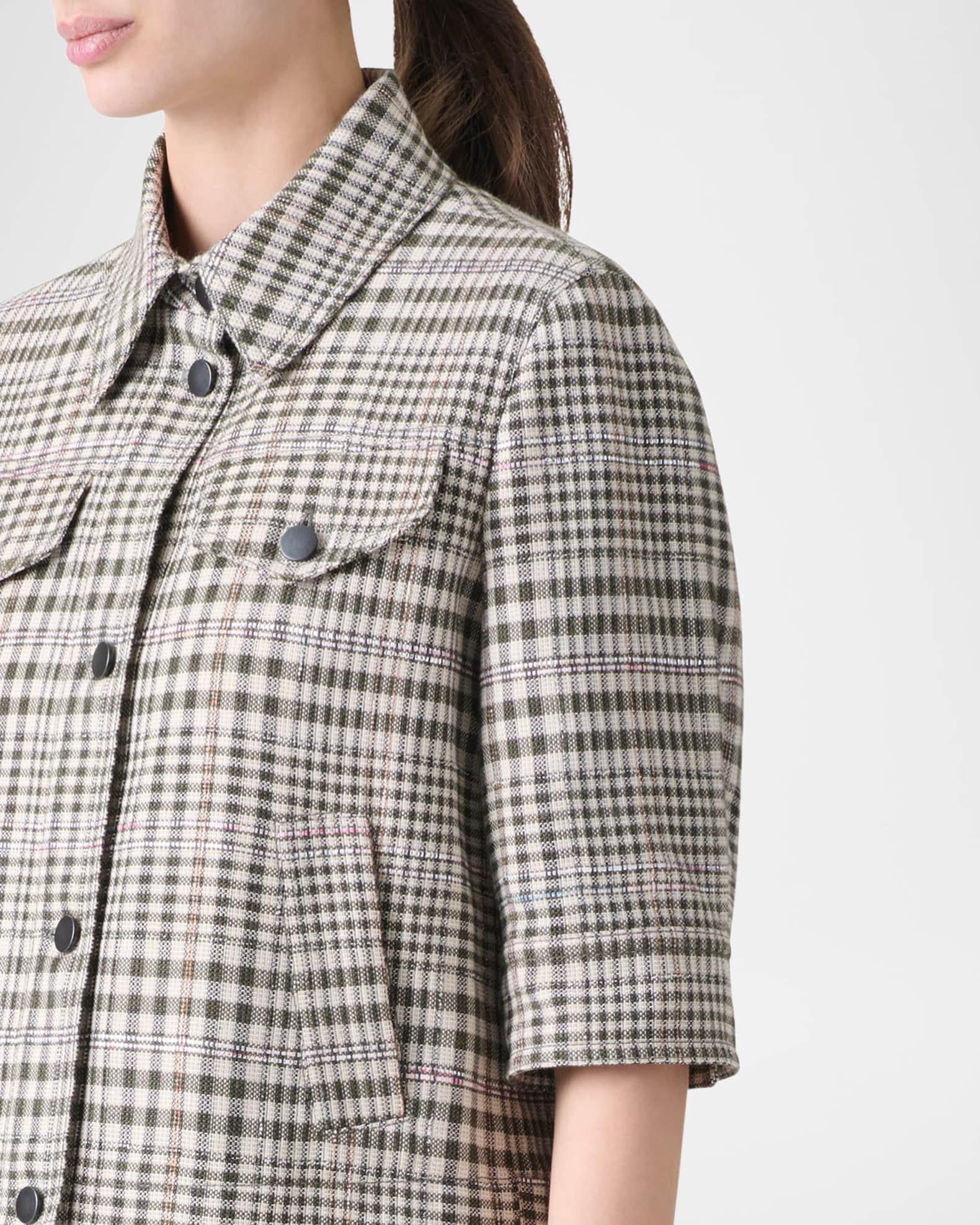 Cotton-Blend Check Short Jean Jacket Product Image