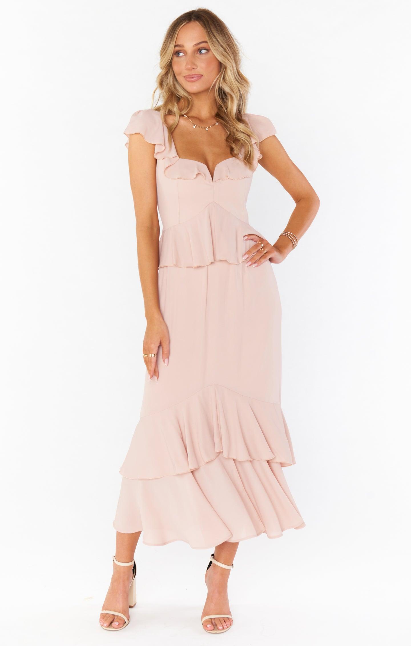 Reese Ruffle Dress ~ Dusty Blush Crisp Product Image