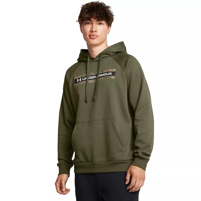 Mens UA Rival Fleece Camo Chest Stripe Hoodie Product Image