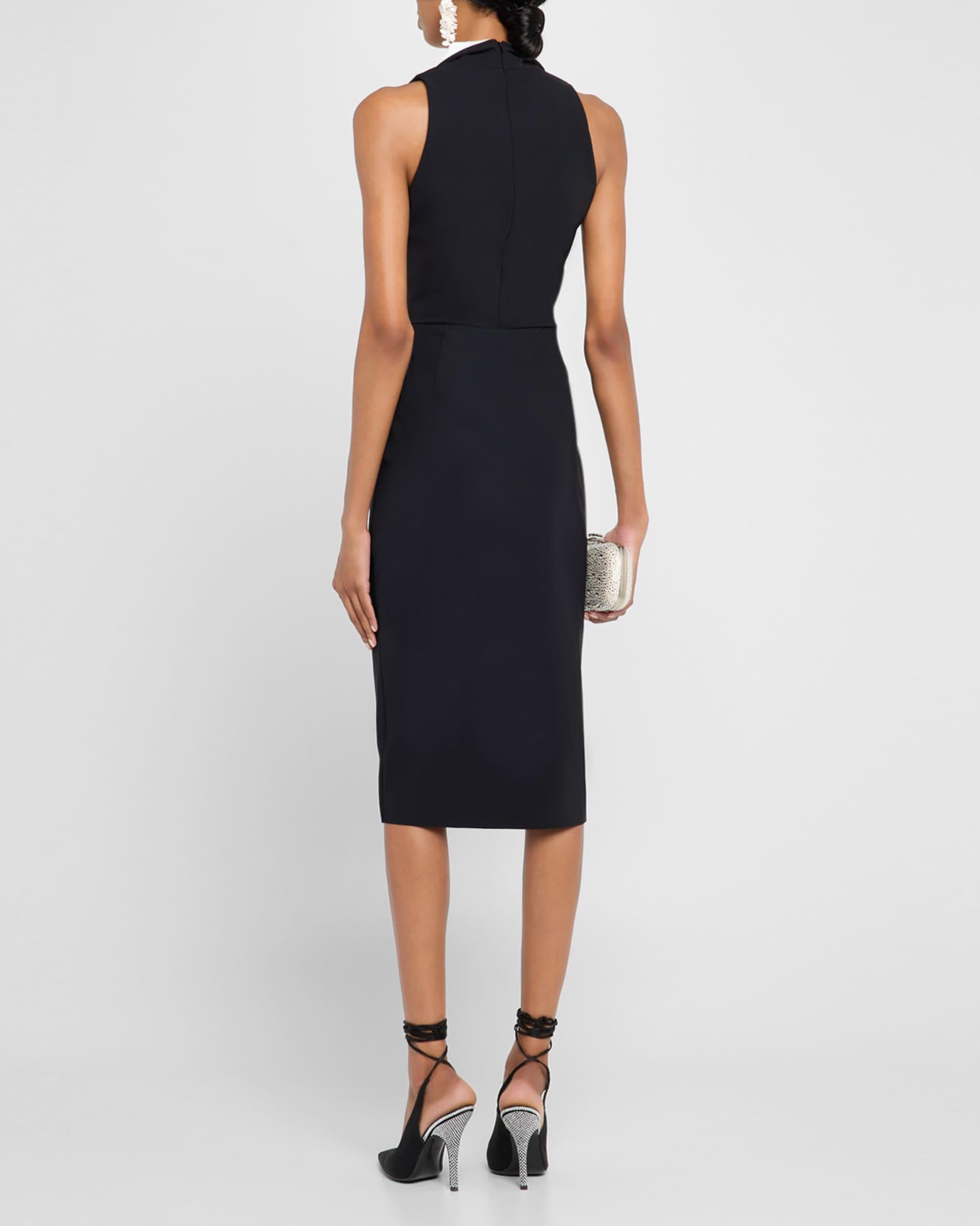 Sleeveless Pleated Two-Tone Midi Dress Product Image