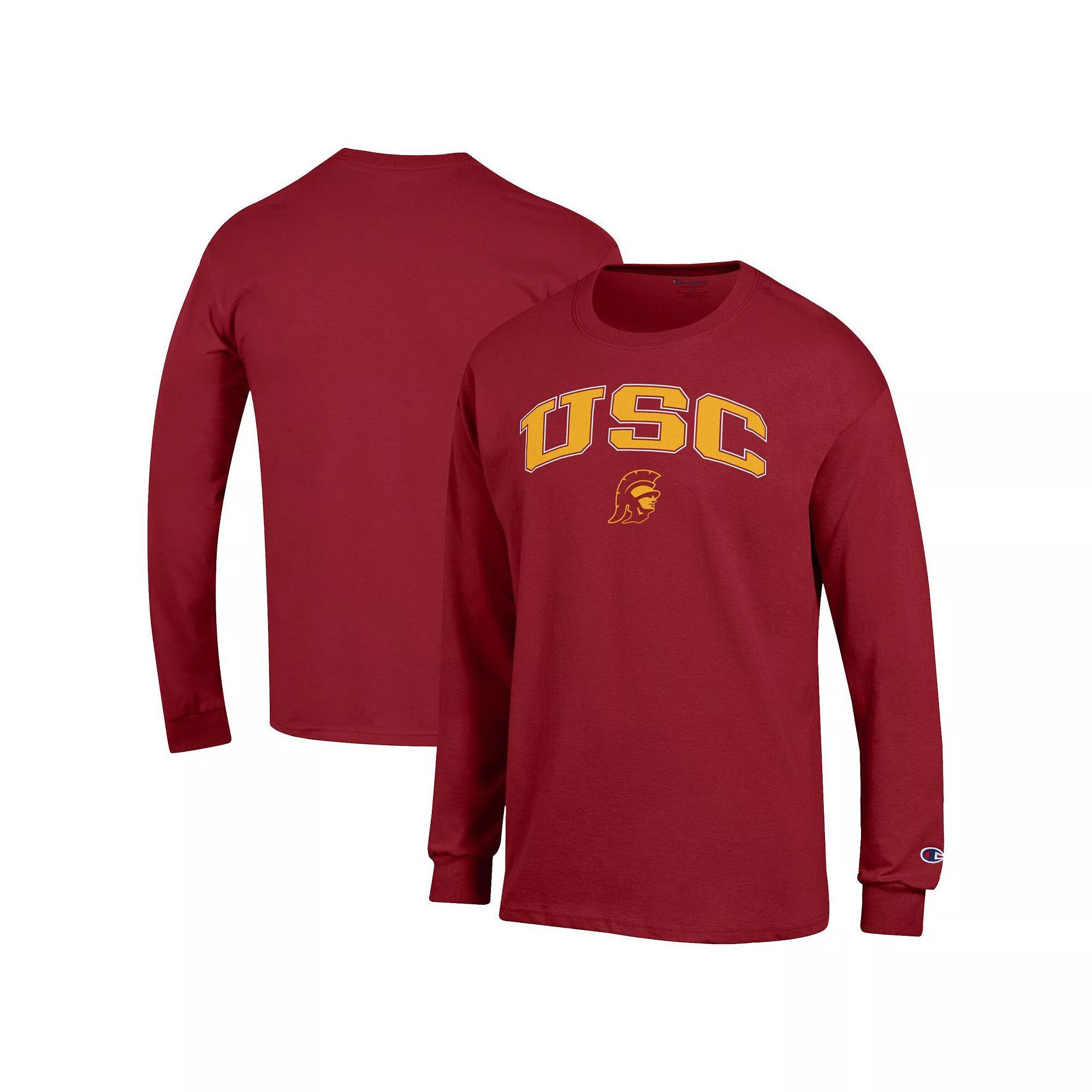 Men's Champion® Cardinal USC Trojans Arch Over Logo Long Sleeve T-Shirt,  Product Image