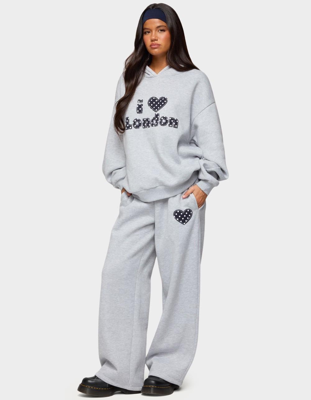 EDIKTED I Heart London Sweatpants - GRAY Product Image