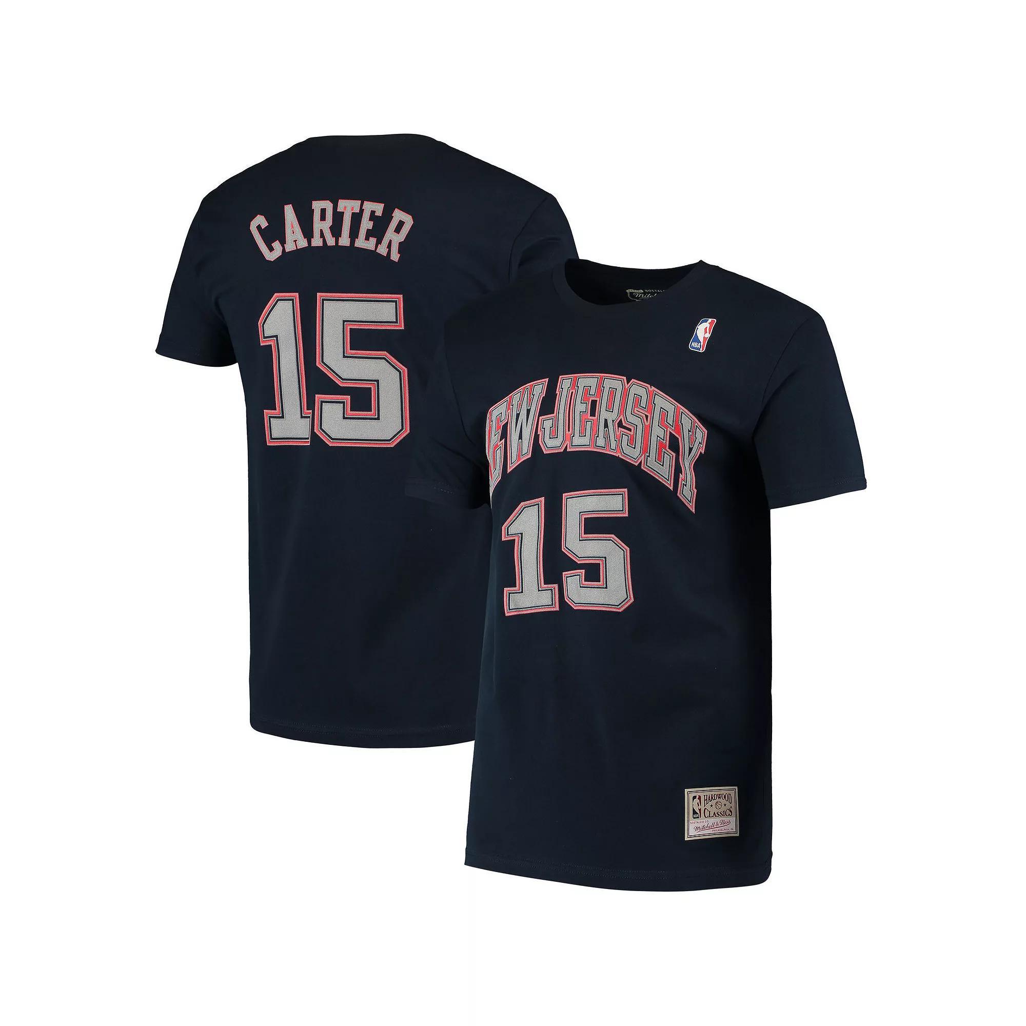 Men's Mitchell & Ness Vince Carter Navy New Jersey Nets Hardwood Classics Stitch Name & Number T-Shirt, Size: Small, Nba Blue Product Image
