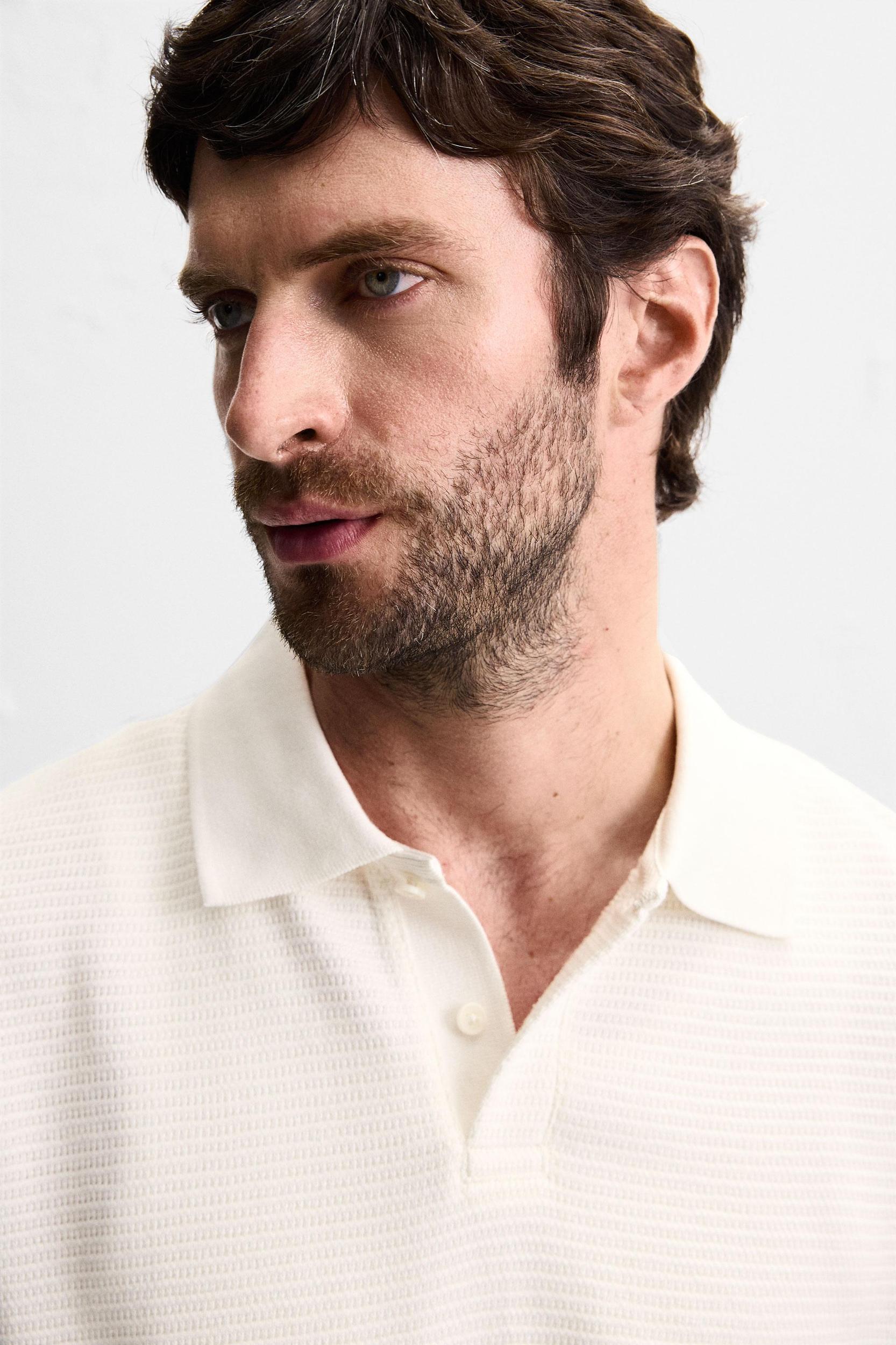 JACQUARD TEXTURED POLO SHIRT Product Image