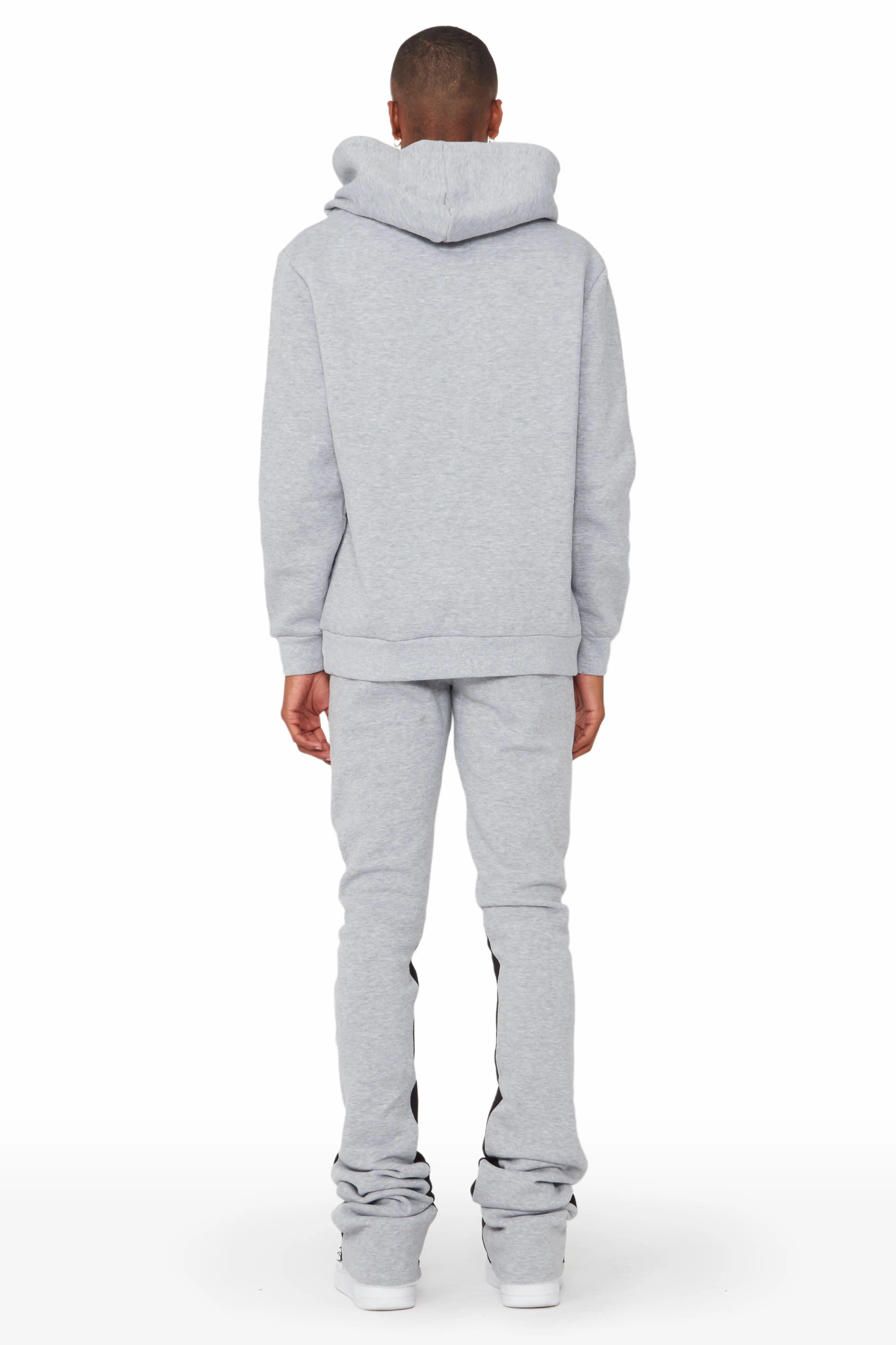 Raffer Grey/White Hoodie/Stacked Flare Pant Set Male Product Image