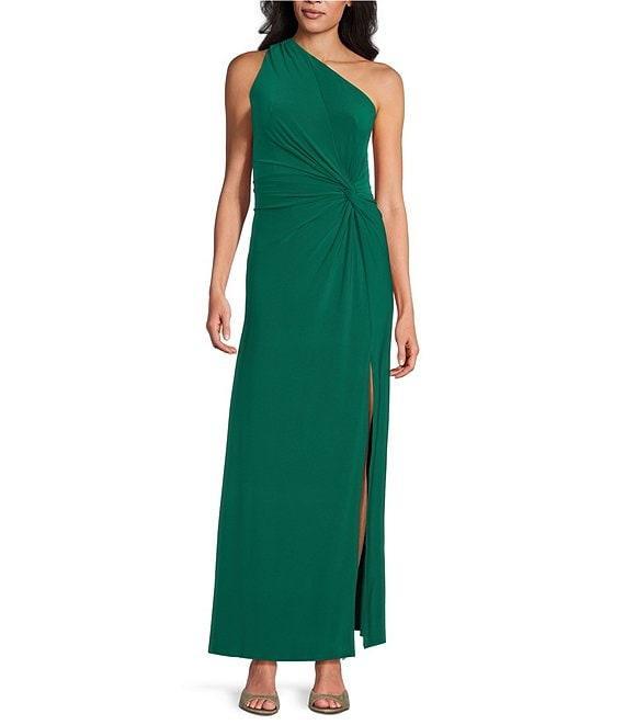 Marina One Shoulder Sleeveless Knotted Sheath Dress Product Image