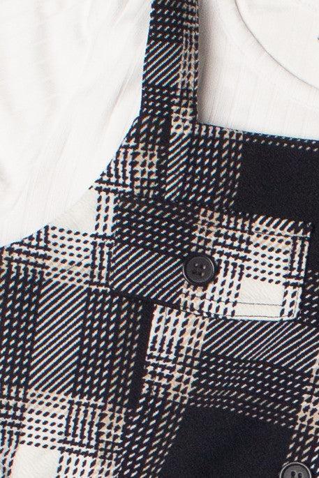 Button Front Plaid Mini Dress With Tee Product Image