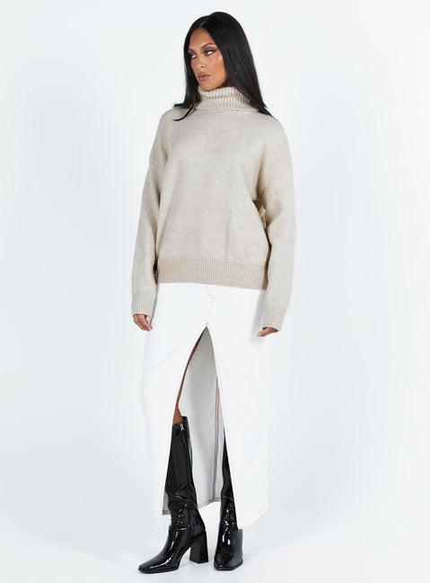 Oswin Turtleneck Sweater Oatmeal Product Image