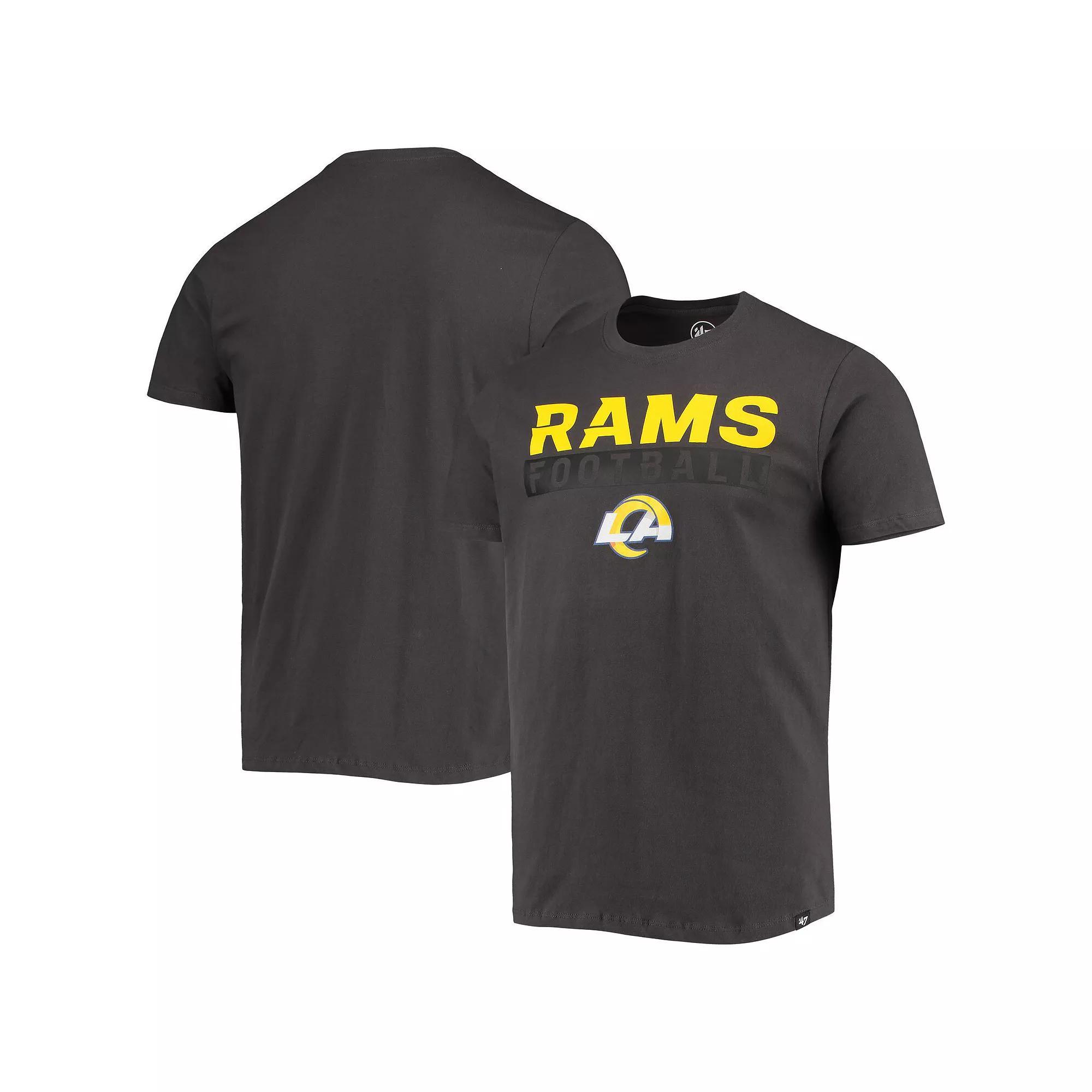 Men's '47 Charcoal Los Angeles Rams Dark Ops Super Rival T-Shirt,  Product Image